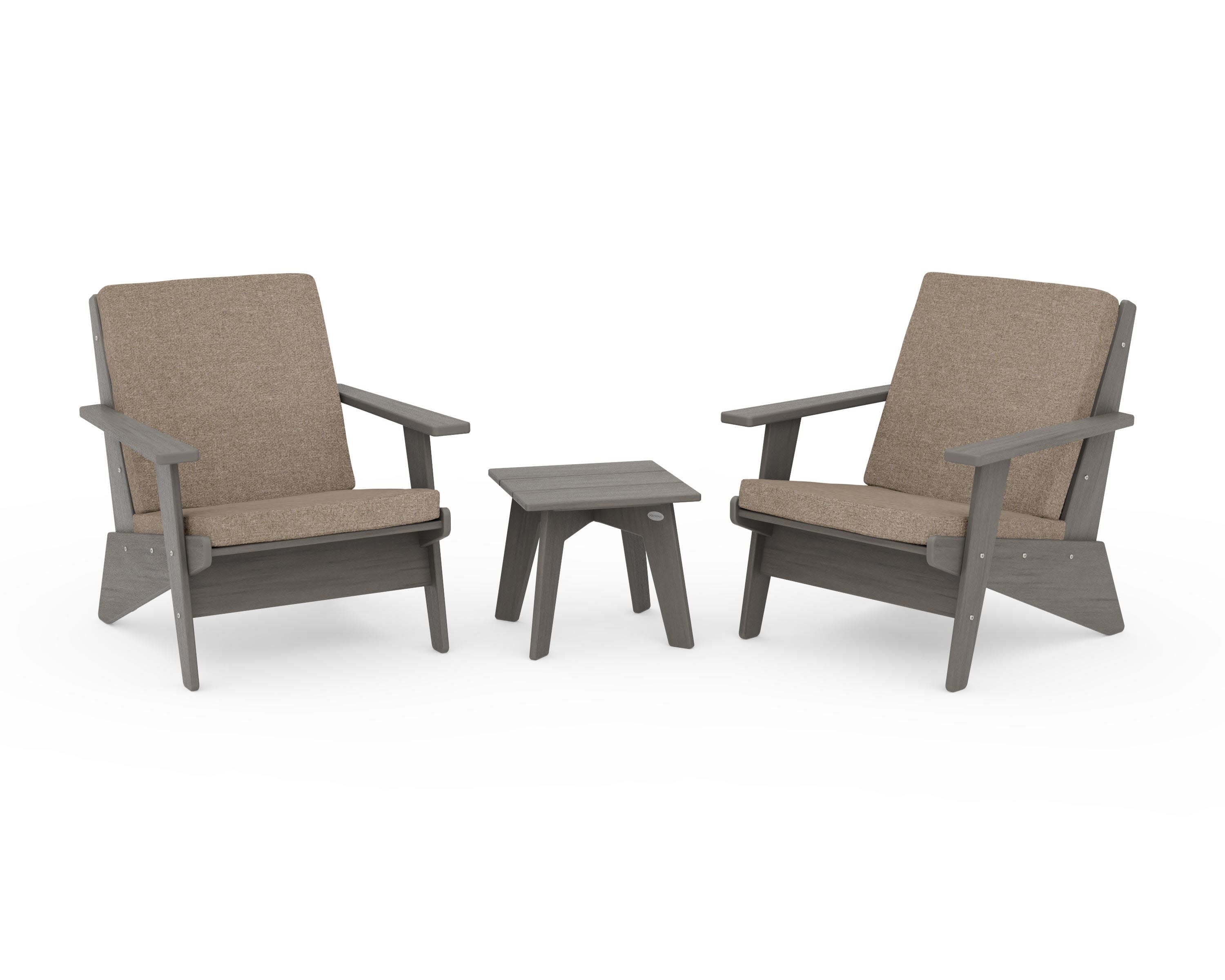 Riviera Modern Lounge 3-Piece Set in Driftwood / Spiced Burlap