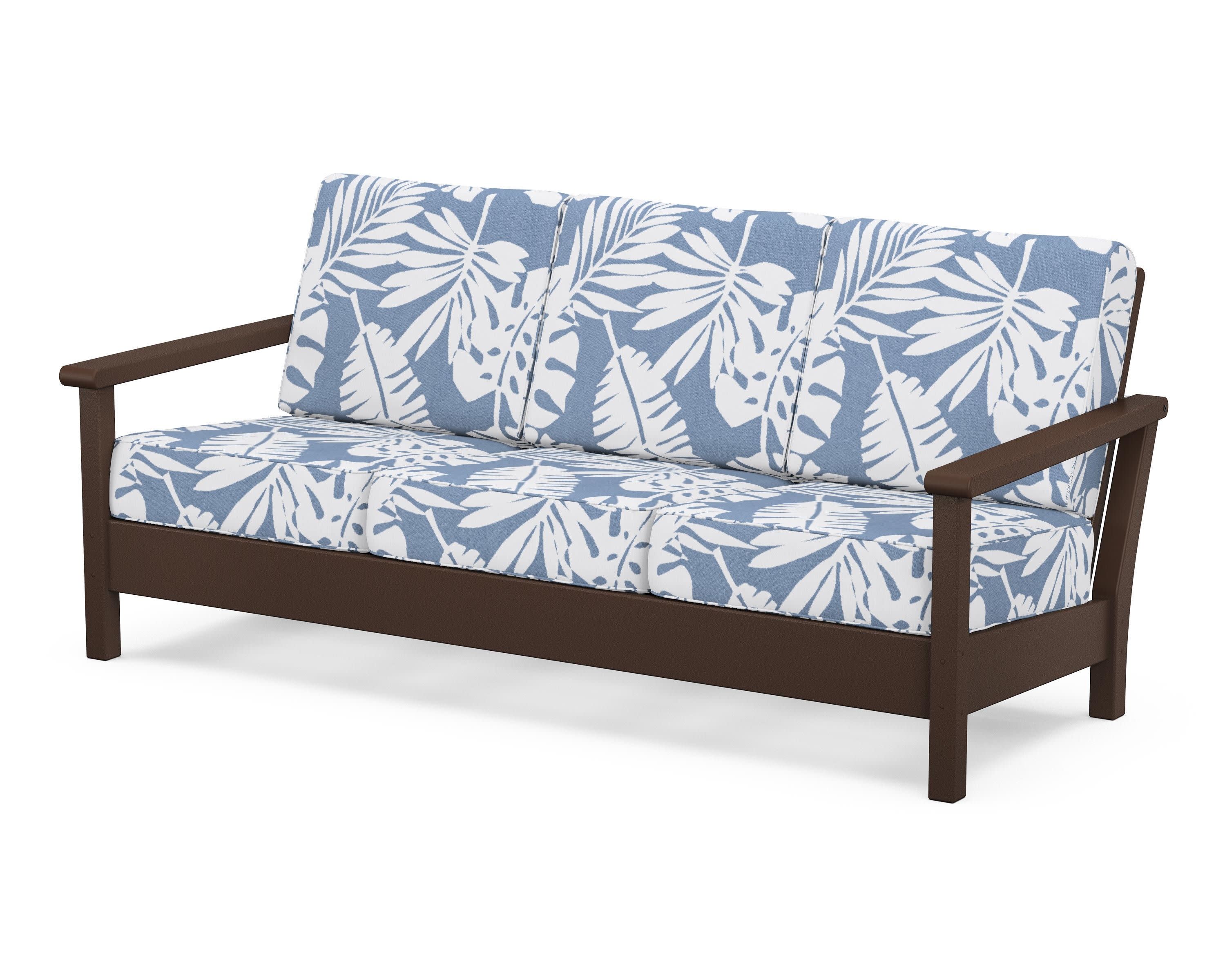 Harbour Deep Seating Sofa in Mahogany / Leaf Sky Blue
