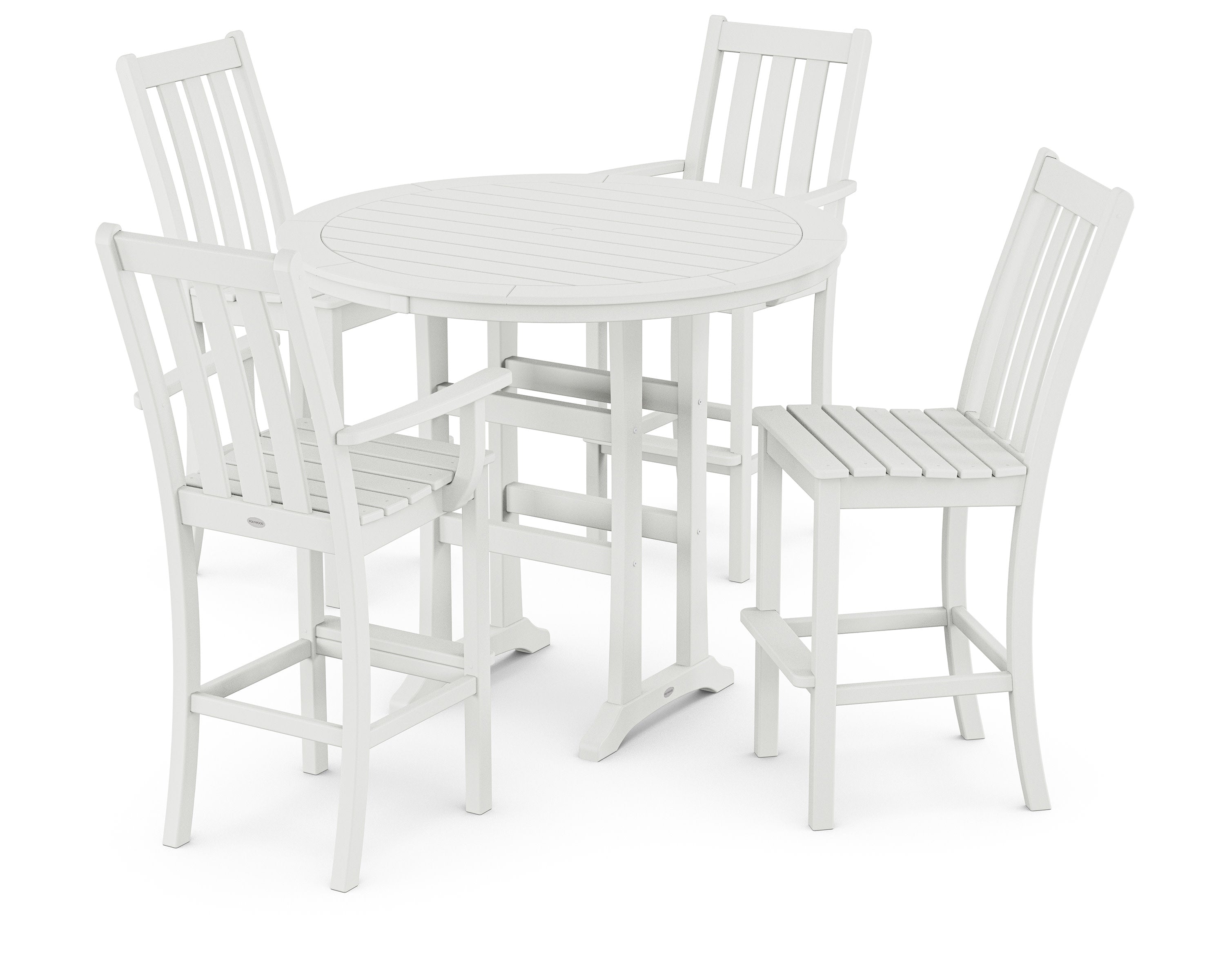 Vineyard 5-Piece Nautical Trestle Bar Set in White