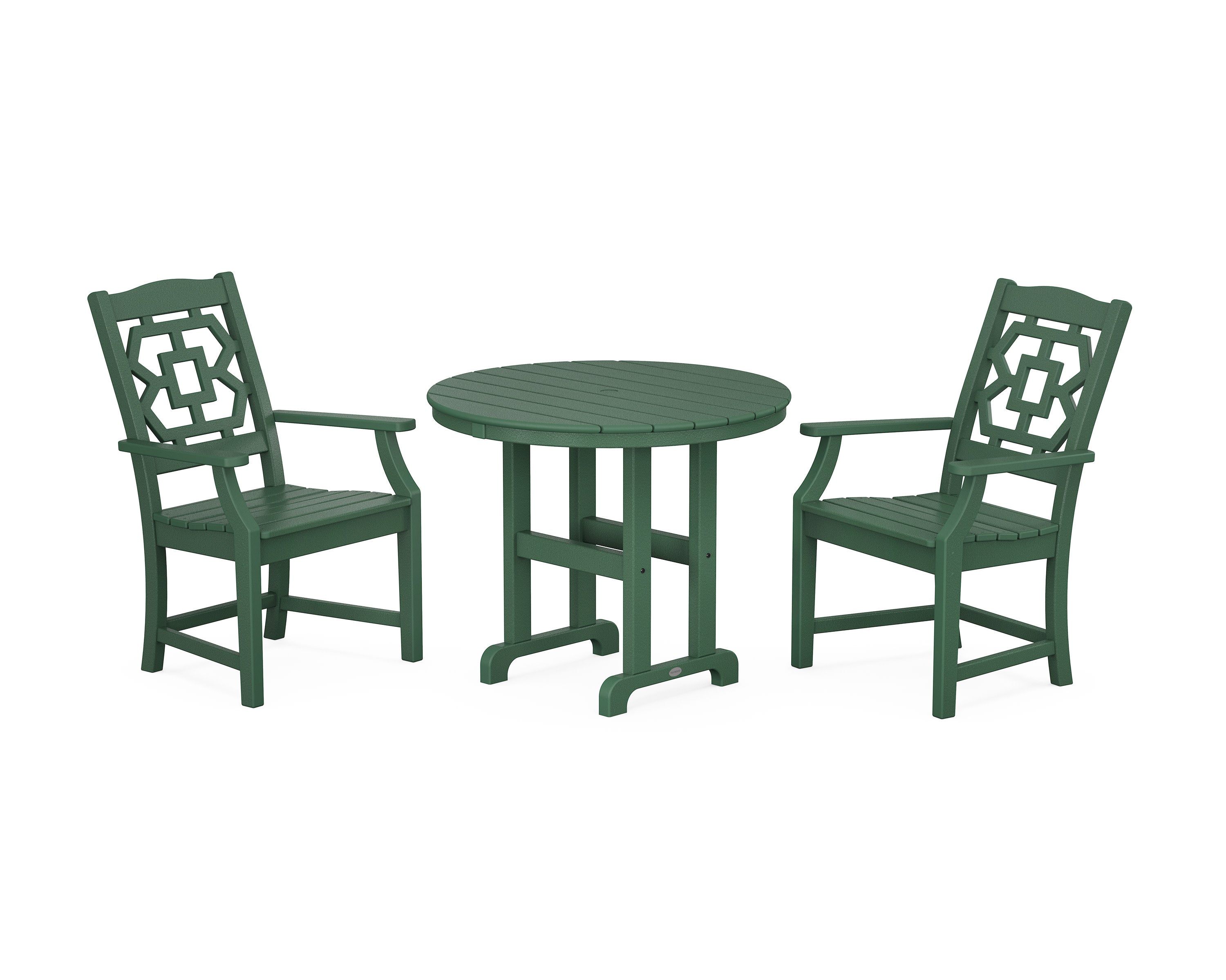 Chinoiserie 3-Piece Farmhouse Dining Set in Green