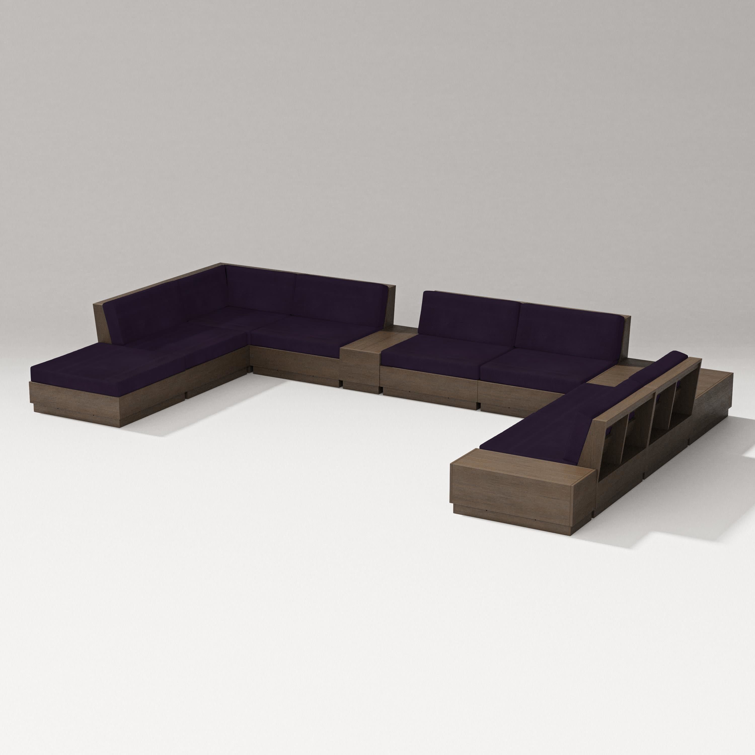 Elevate 11-Piece Conversation Sectional Set in Kona / Navy Linen