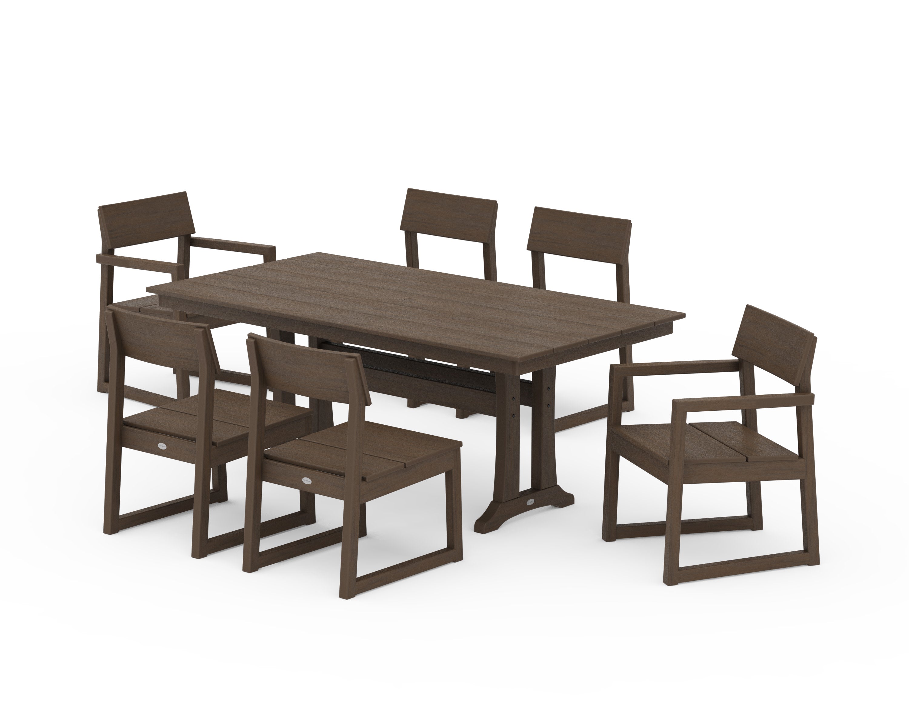 EDGE 7-Piece Farmhouse Trestle Dining Set in Kona