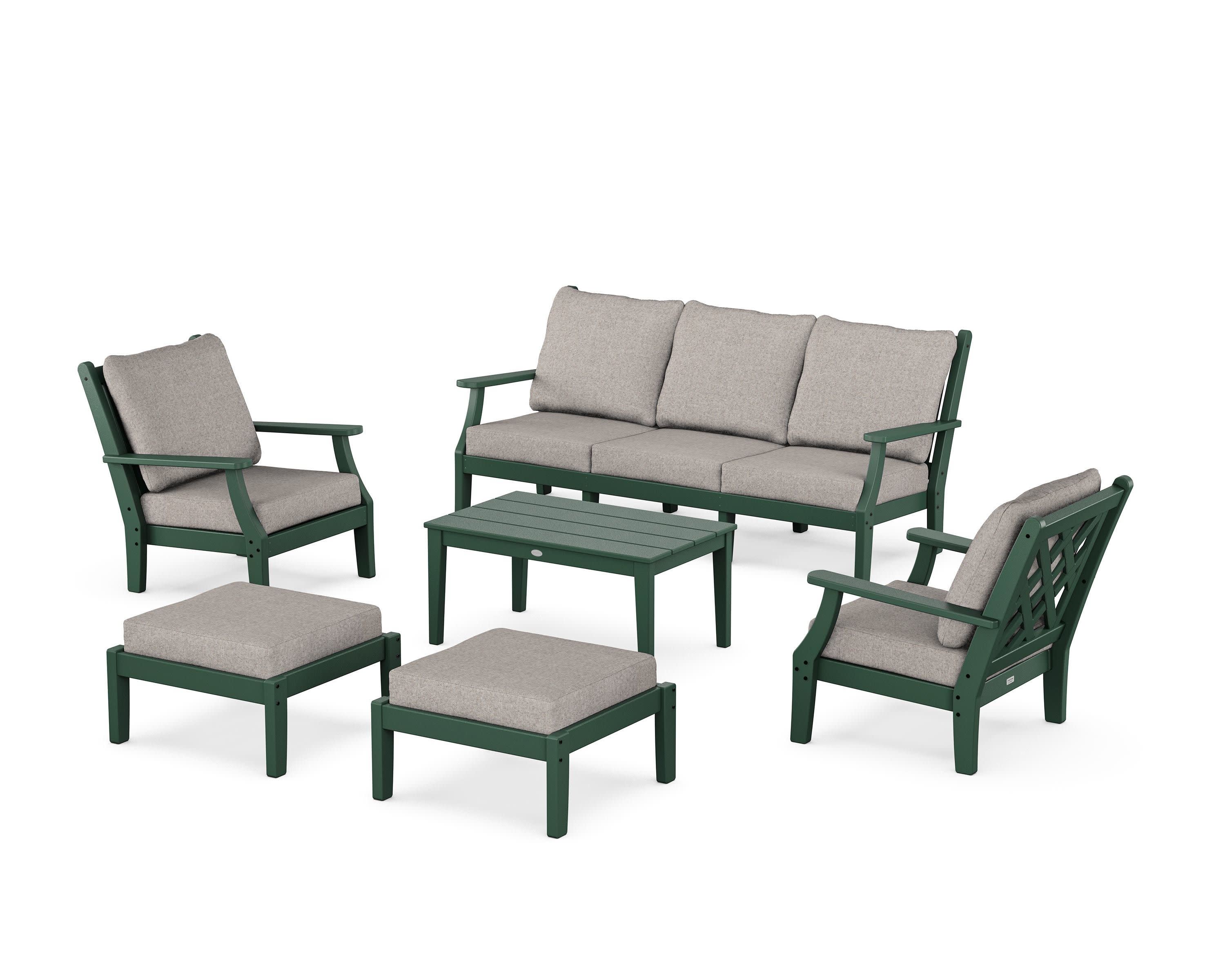 Wovendale 6-Piece Lounge Sofa Set in Green / Weathered Tweed