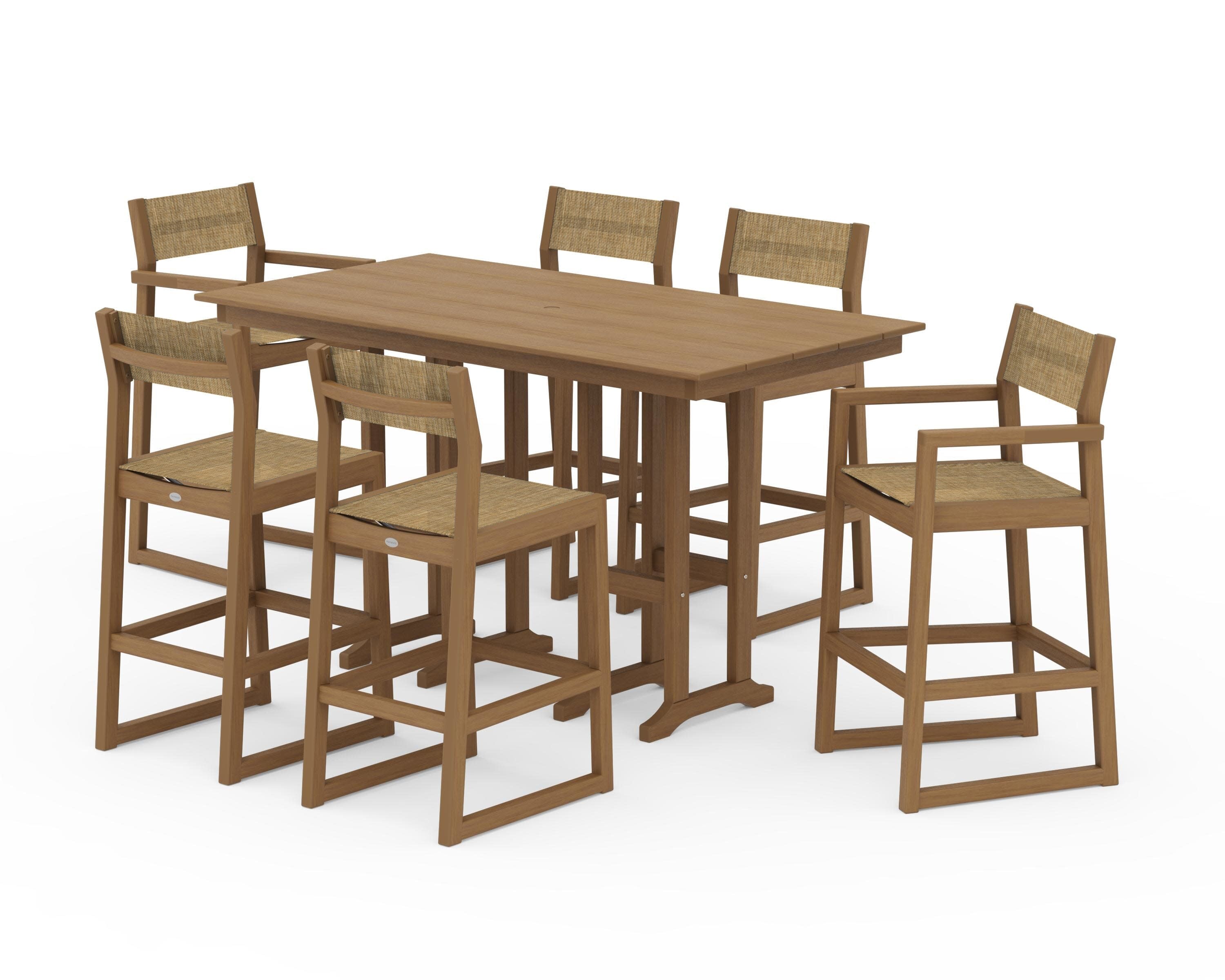 EDGE Sling 7-Piece Farmhouse Bar Set in Natural / Burlap Sling
