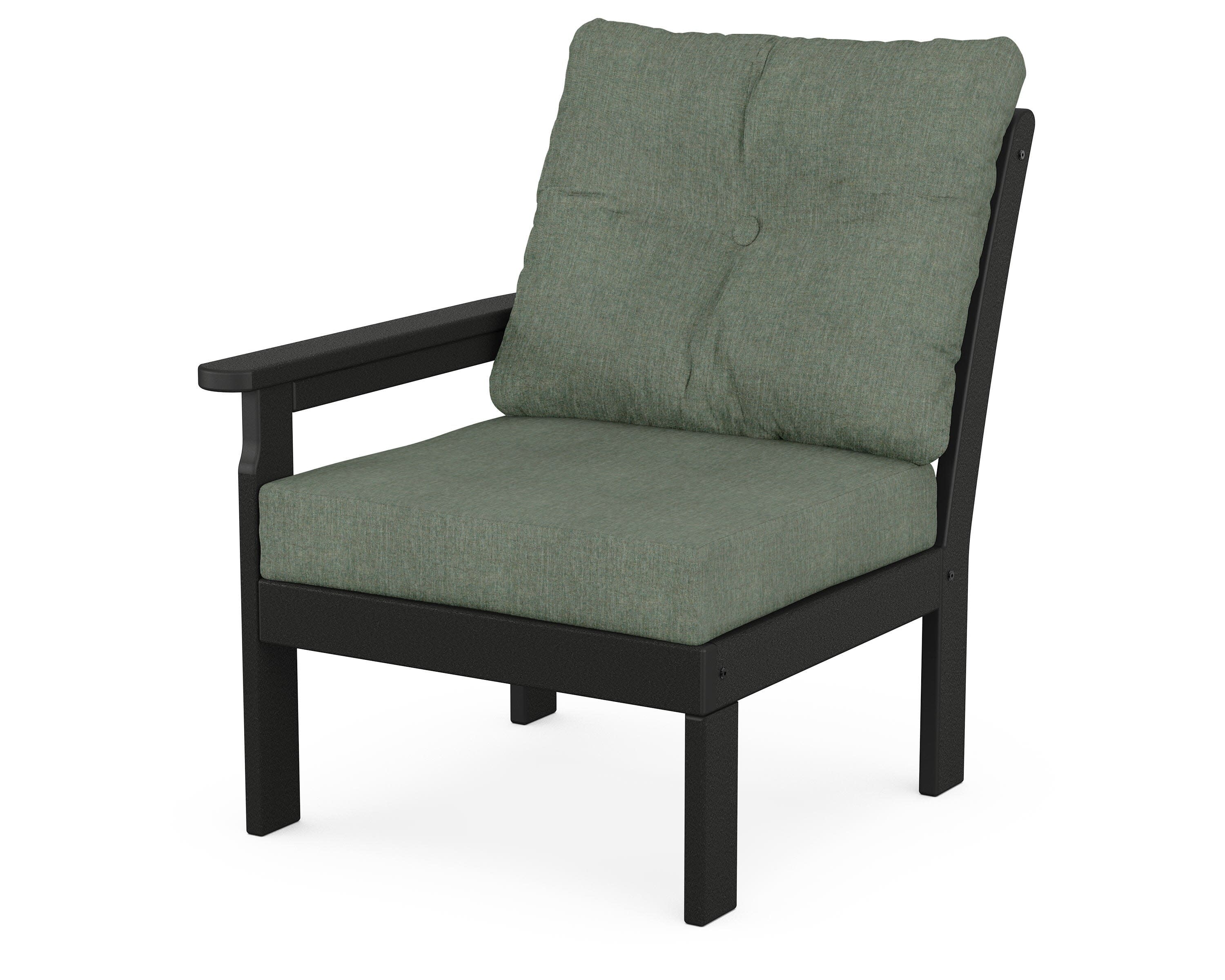 Vineyard Modular Left Arm Chair in Black / Cast Sage