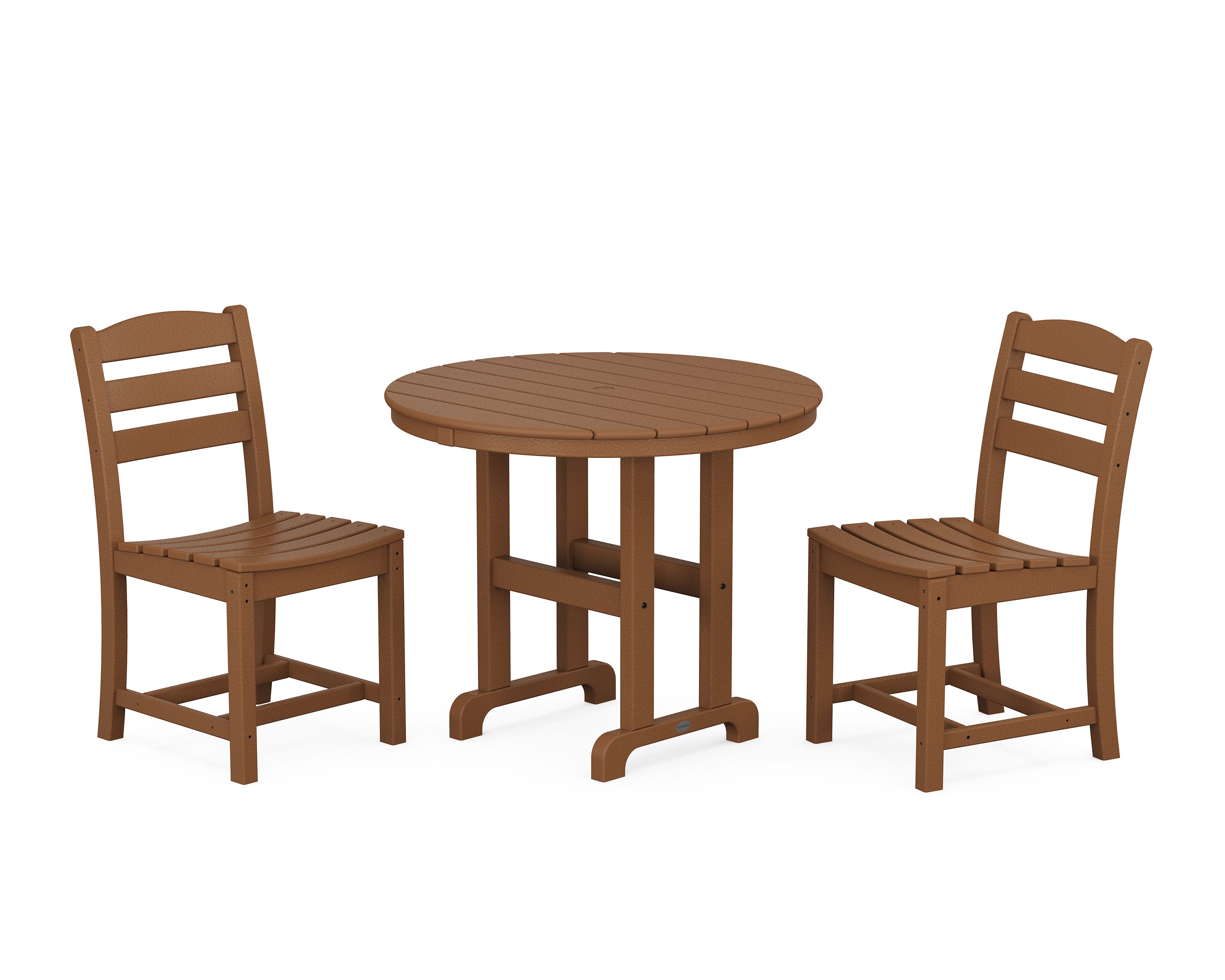 La Casa Caf Side Chair 3-Piece Round Dining Set in Teak