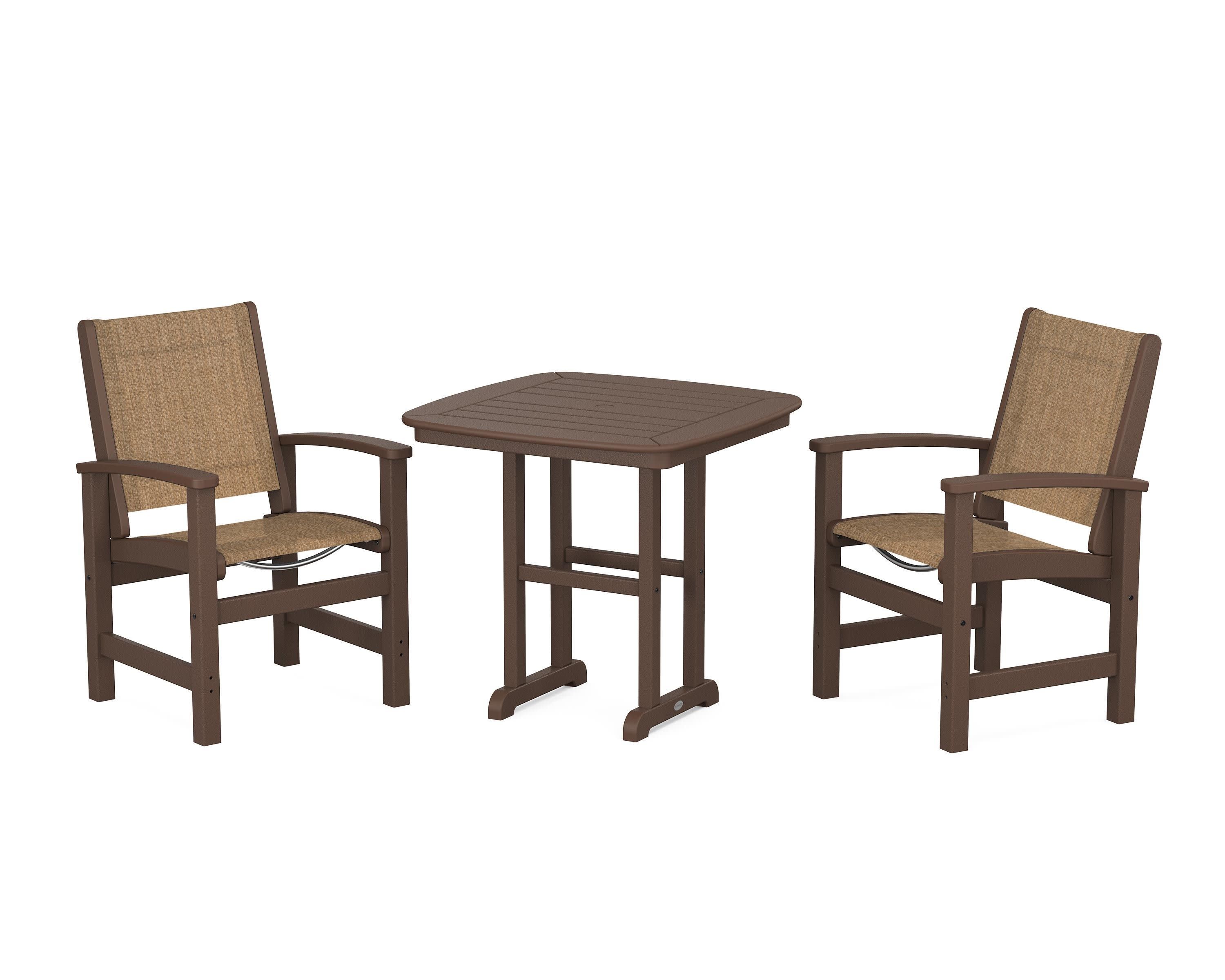 Coastal 3-Piece Dining Set in Mahogany / Burlap Sling