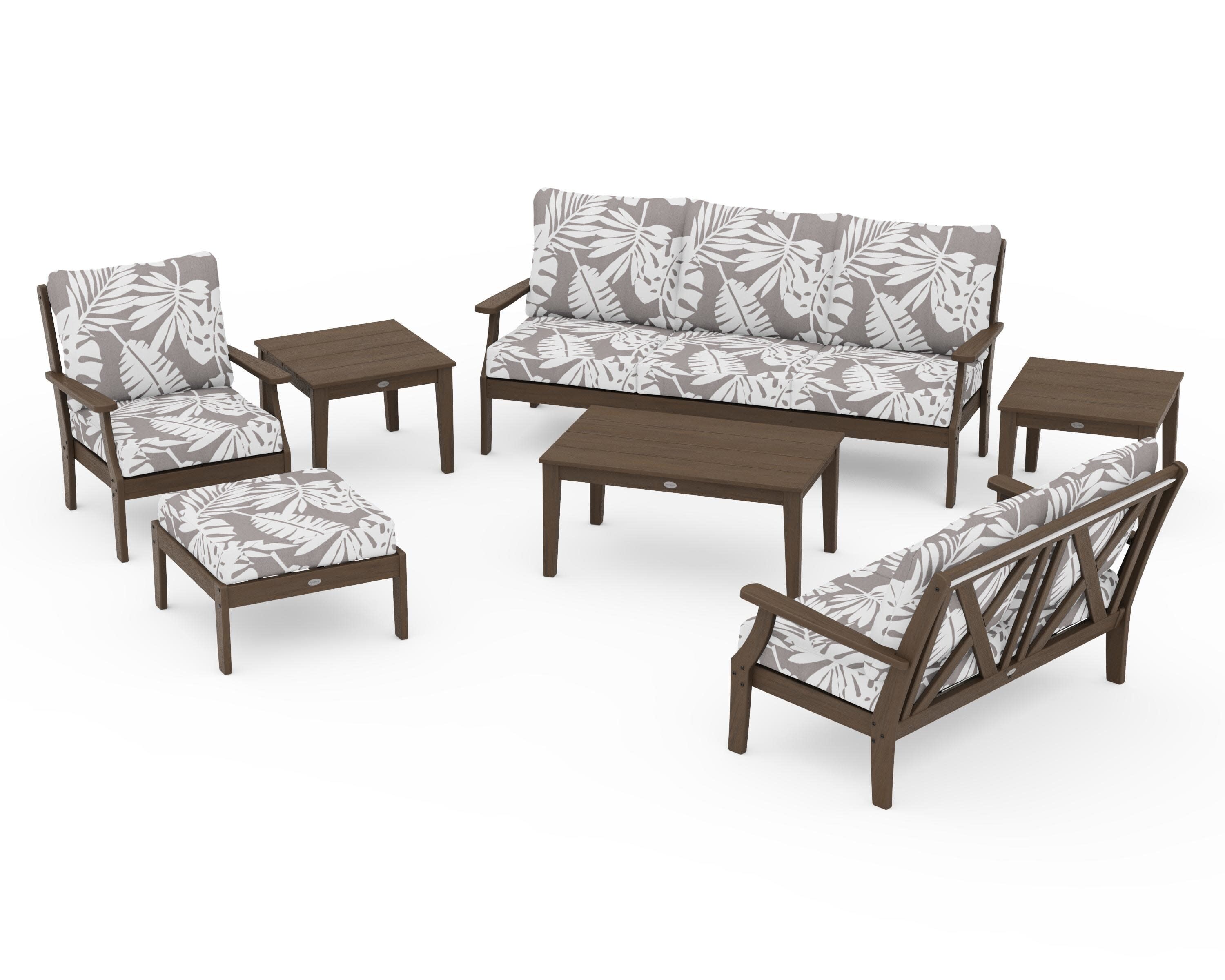 Braxton 7-Piece Deep Seating Set in Kona / Leaf Grey Mist