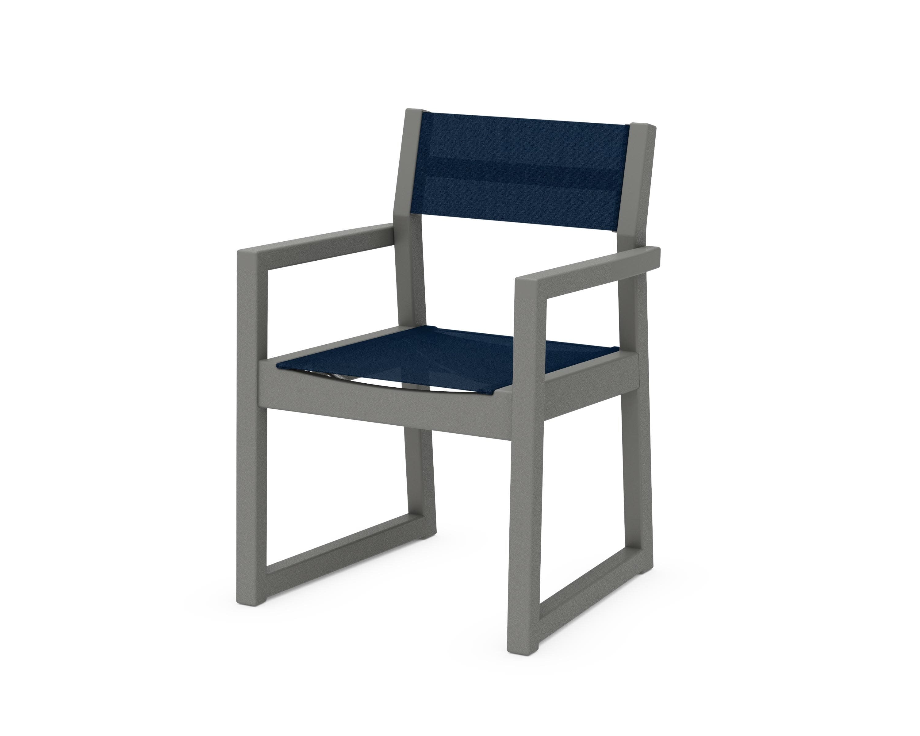 EDGE Sling Dining Arm Chair in Slate Grey / Navy Blue Sling