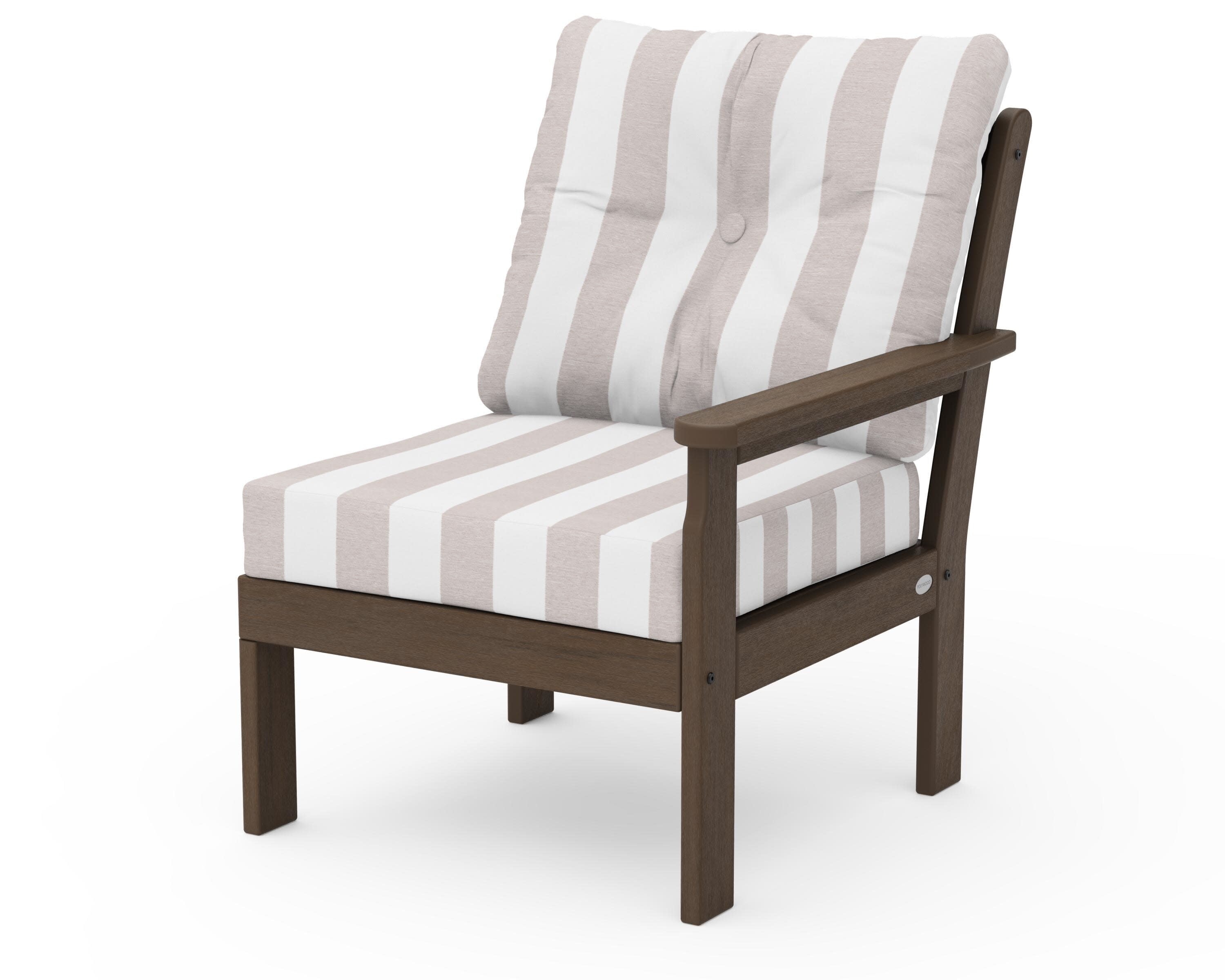 Vineyard Modular Right Arm Chair in Kona / Cabana Stripe Dune Burlap
