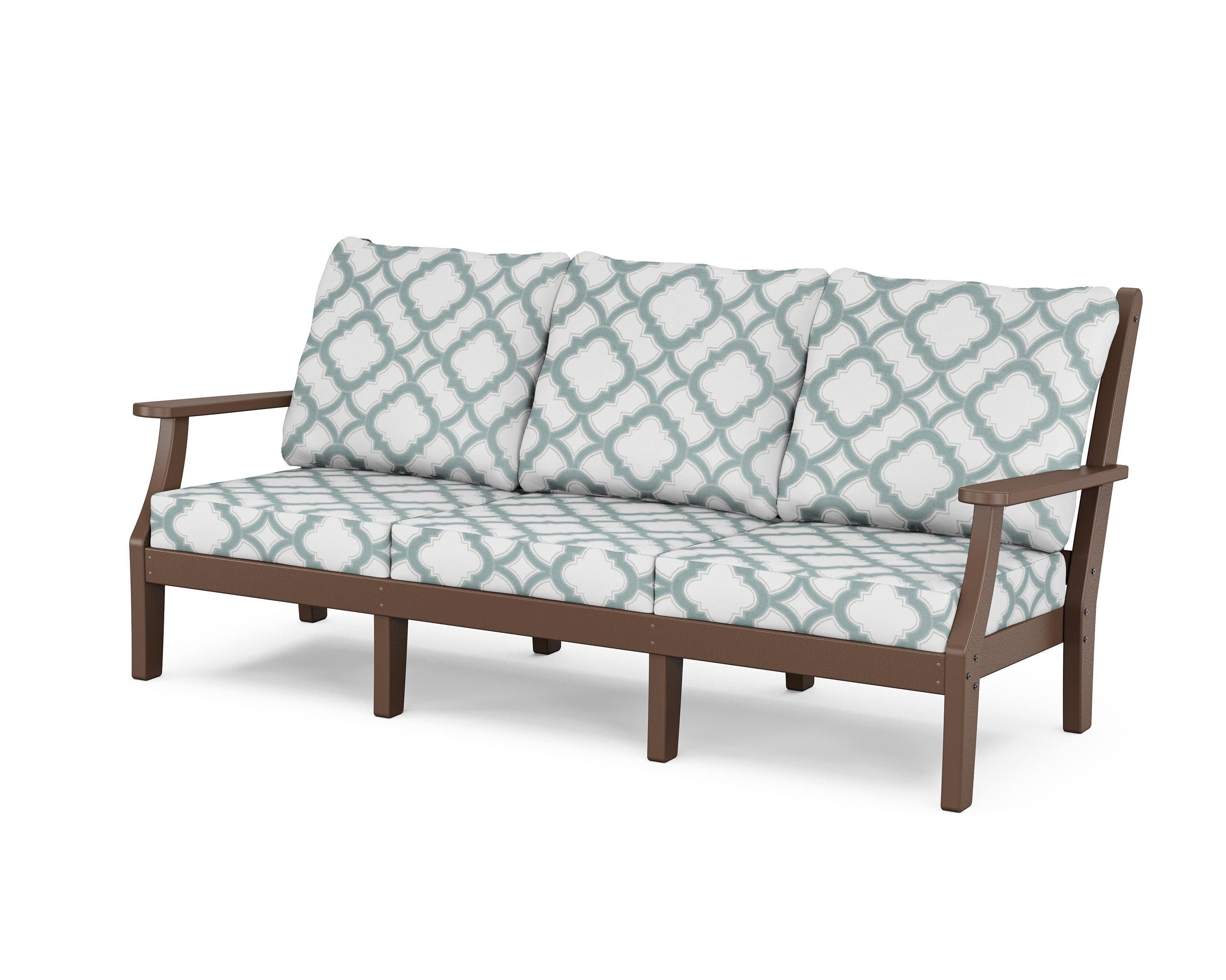 Wovendale Deep Seating Sofa in Mahogany / Trellis Glacier Spa