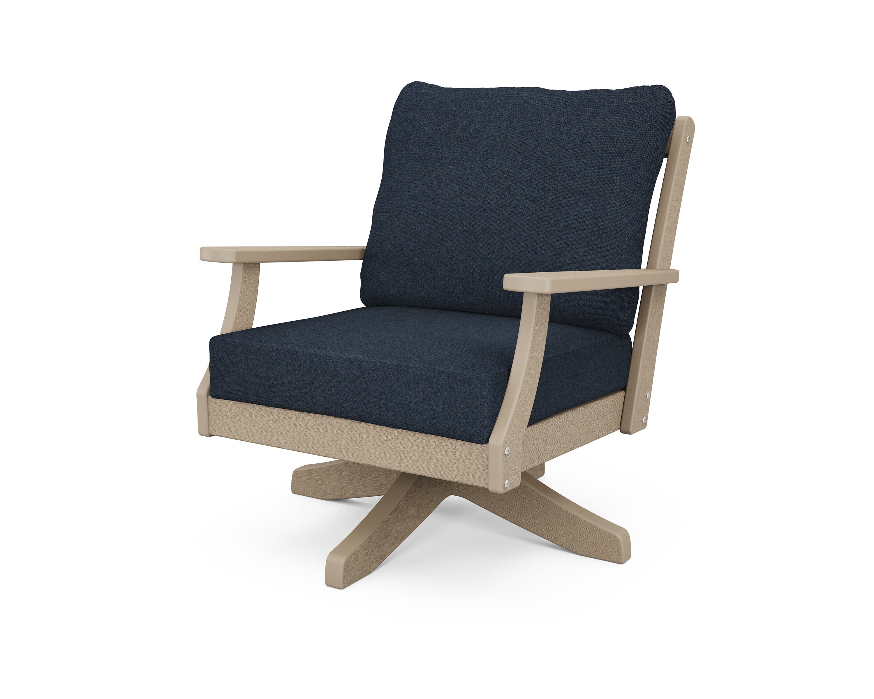 Braxton Deep Seating Swivel Chair in Vintage Sahara / Marine Indigo
