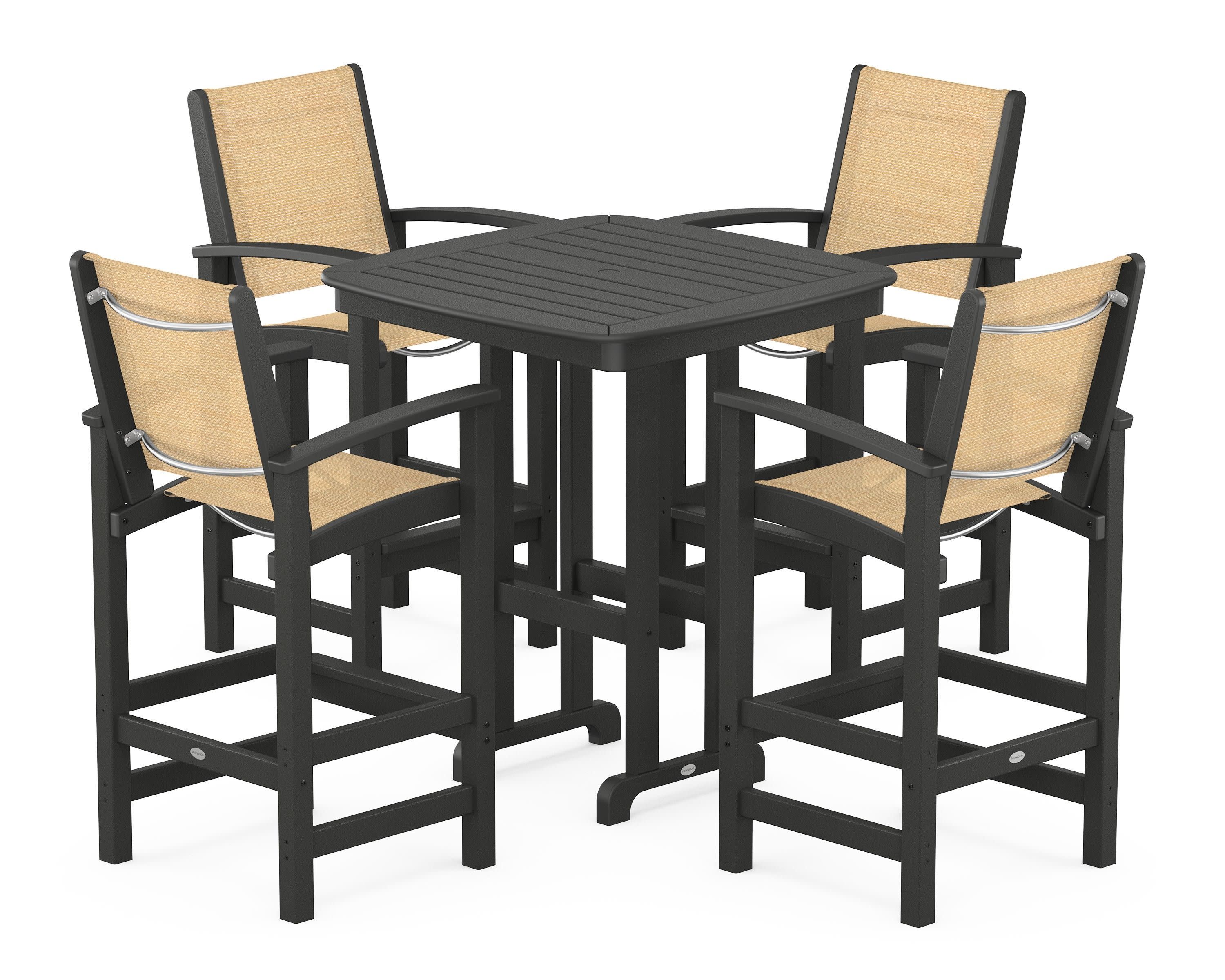 Coastal 5-Piece Bar Set in Black / Dupioni Apricot Sling