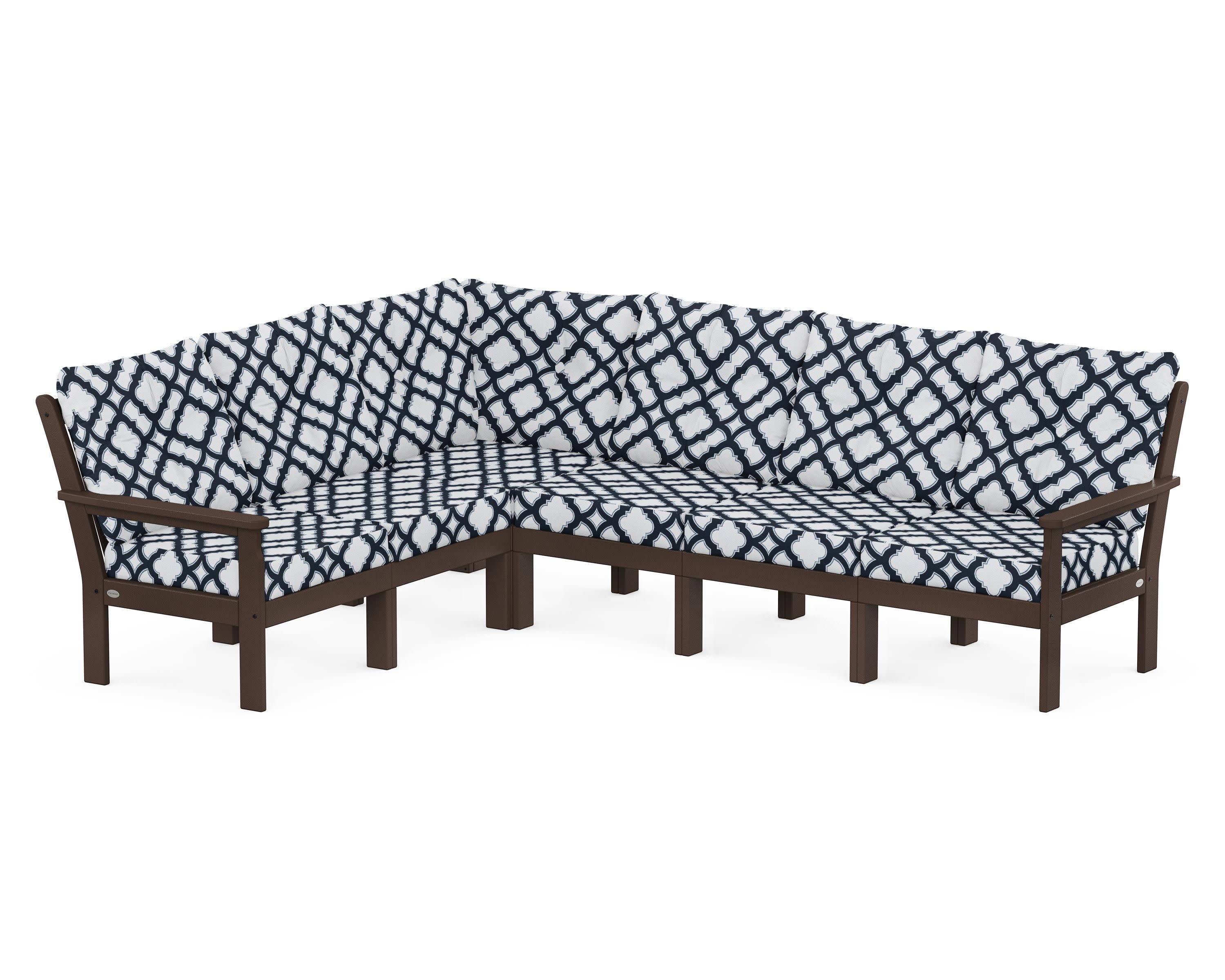 Vineyard 6-Piece Sectional in Mahogany / Trellis Marine Indigo