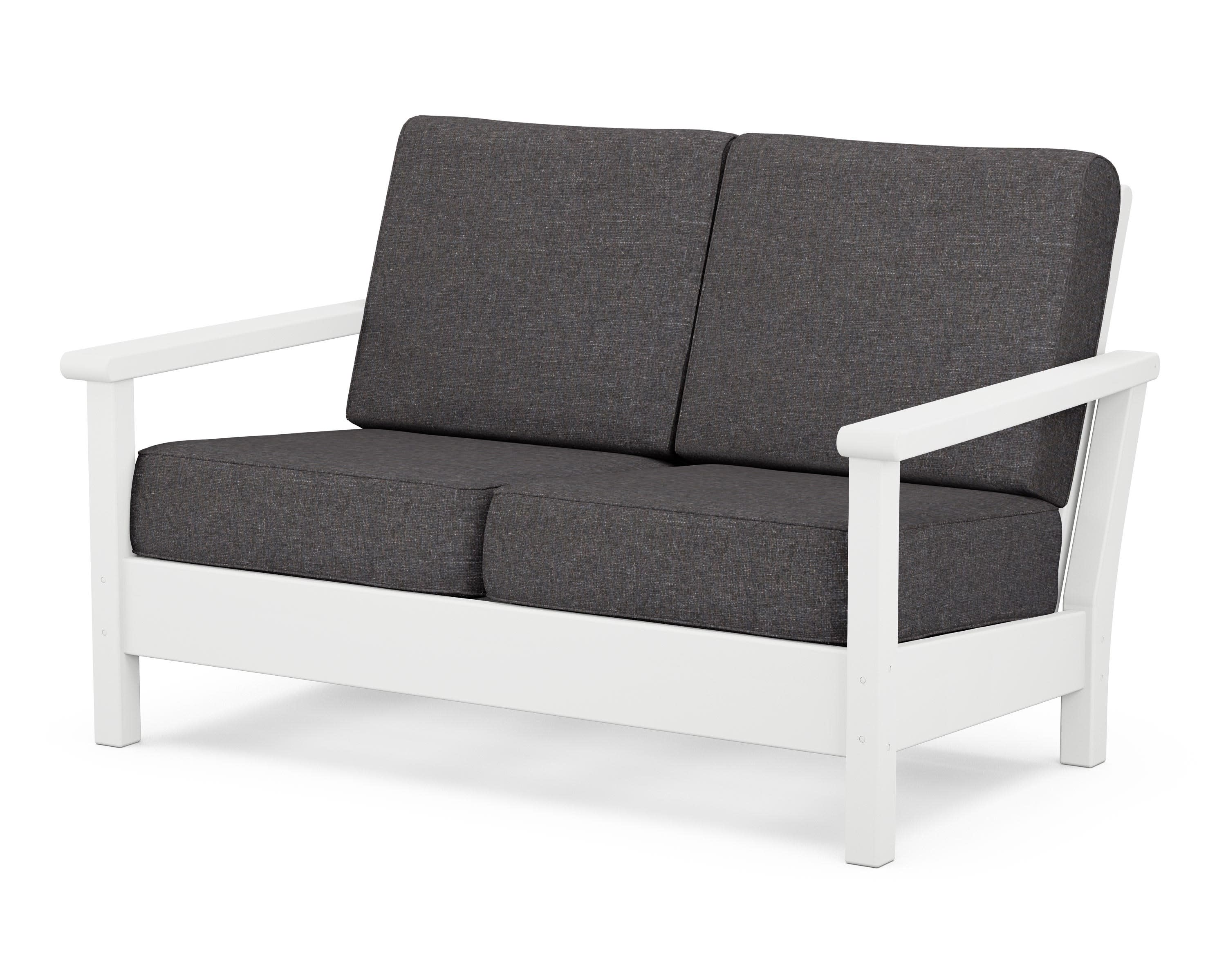 Harbour Deep Seating Loveseat in White / Ash Charcoal