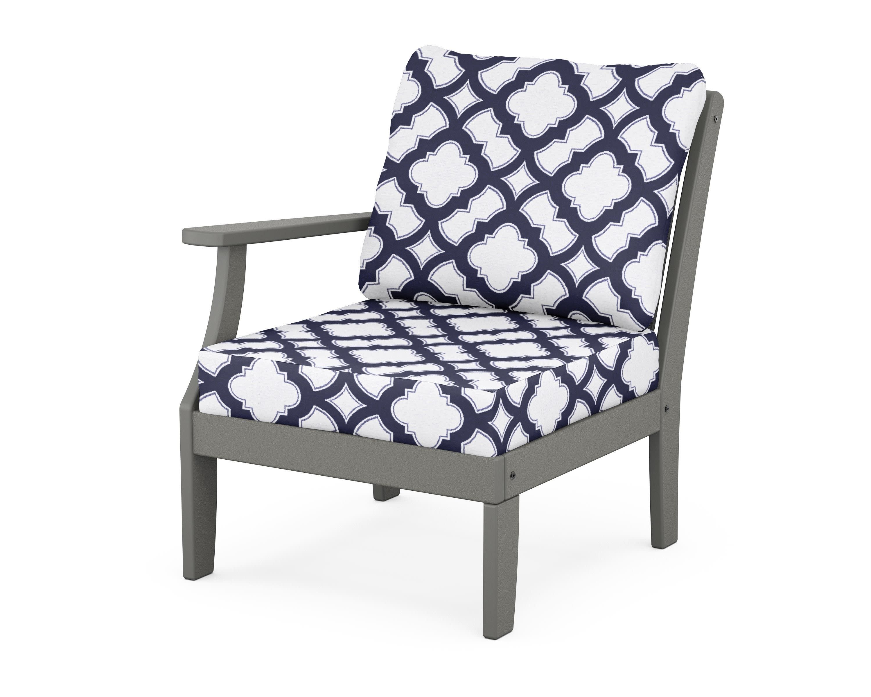 Braxton Modular Left Arm Chair in Slate Grey / Trellis Navy
