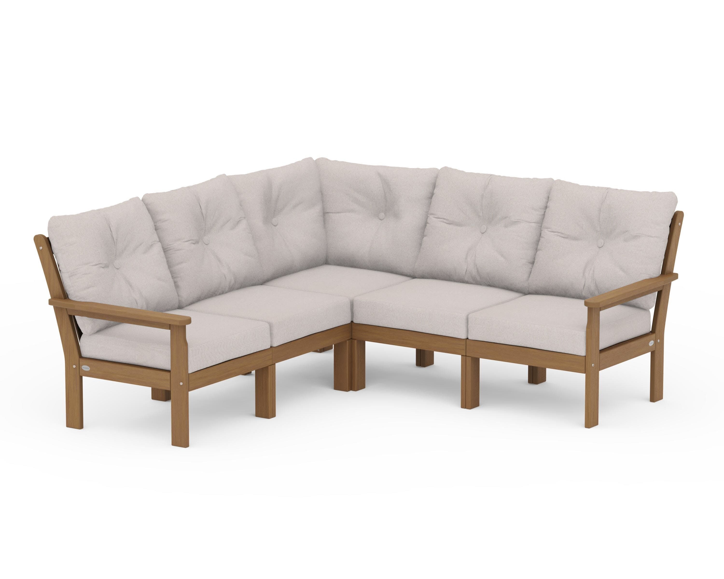 Vineyard 5-Piece Sectional in Natural / Dune Burlap