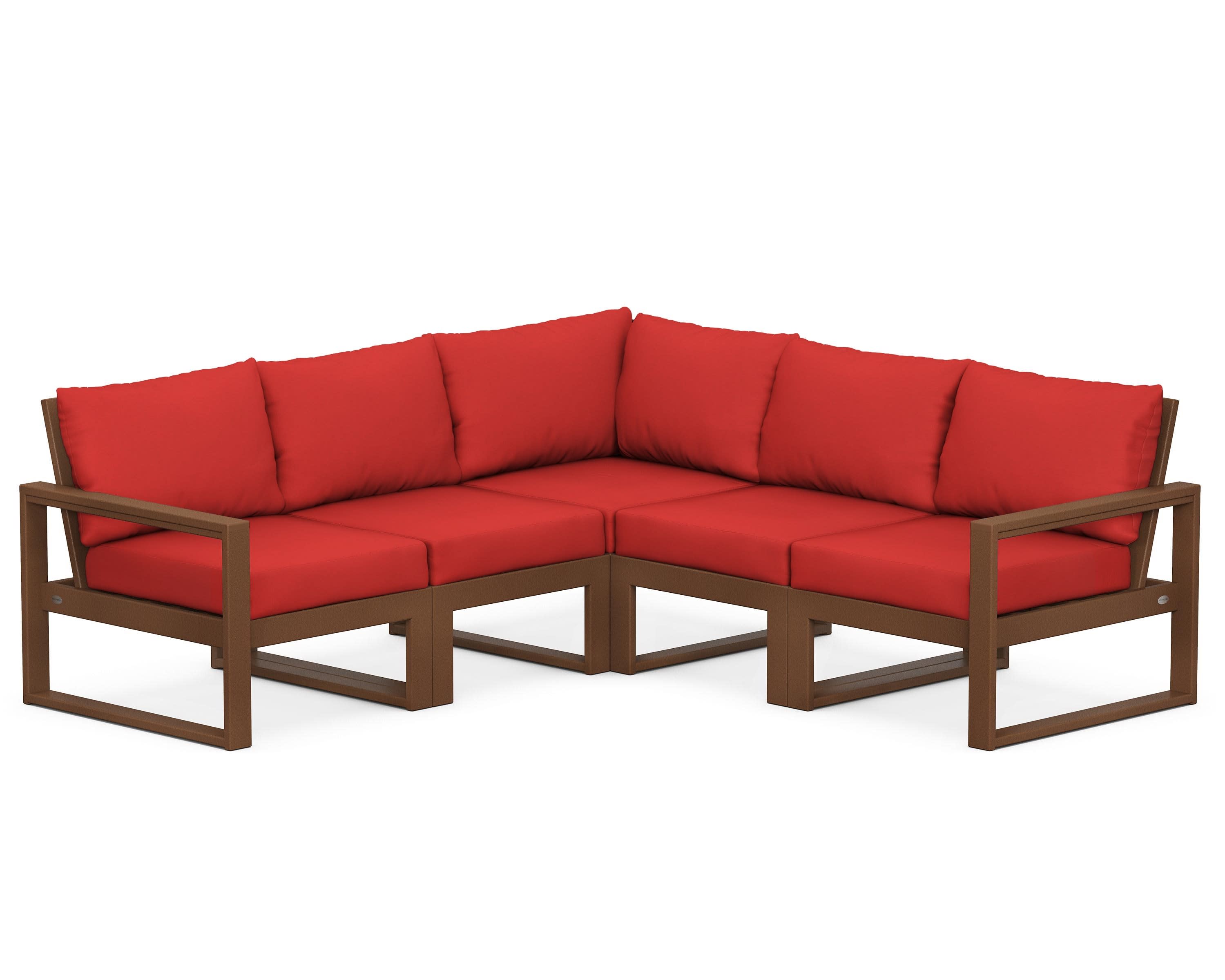 EDGE 5-Piece Modular Deep Seating Set in Teak / Crimson Linen