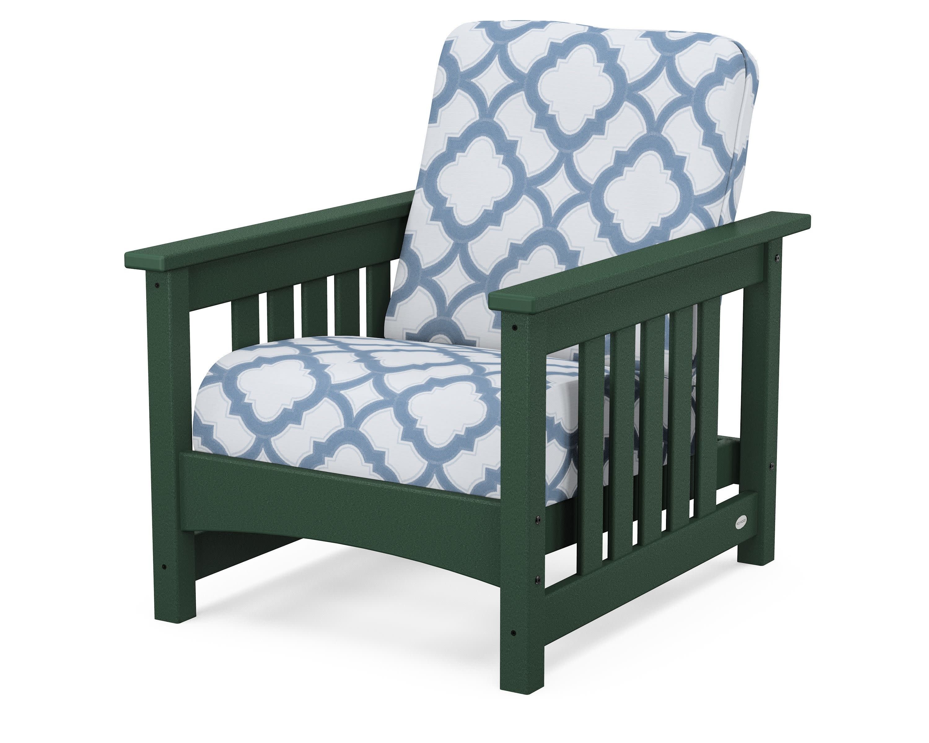 Club Mission Chair in Green / Trellis Sky Blue