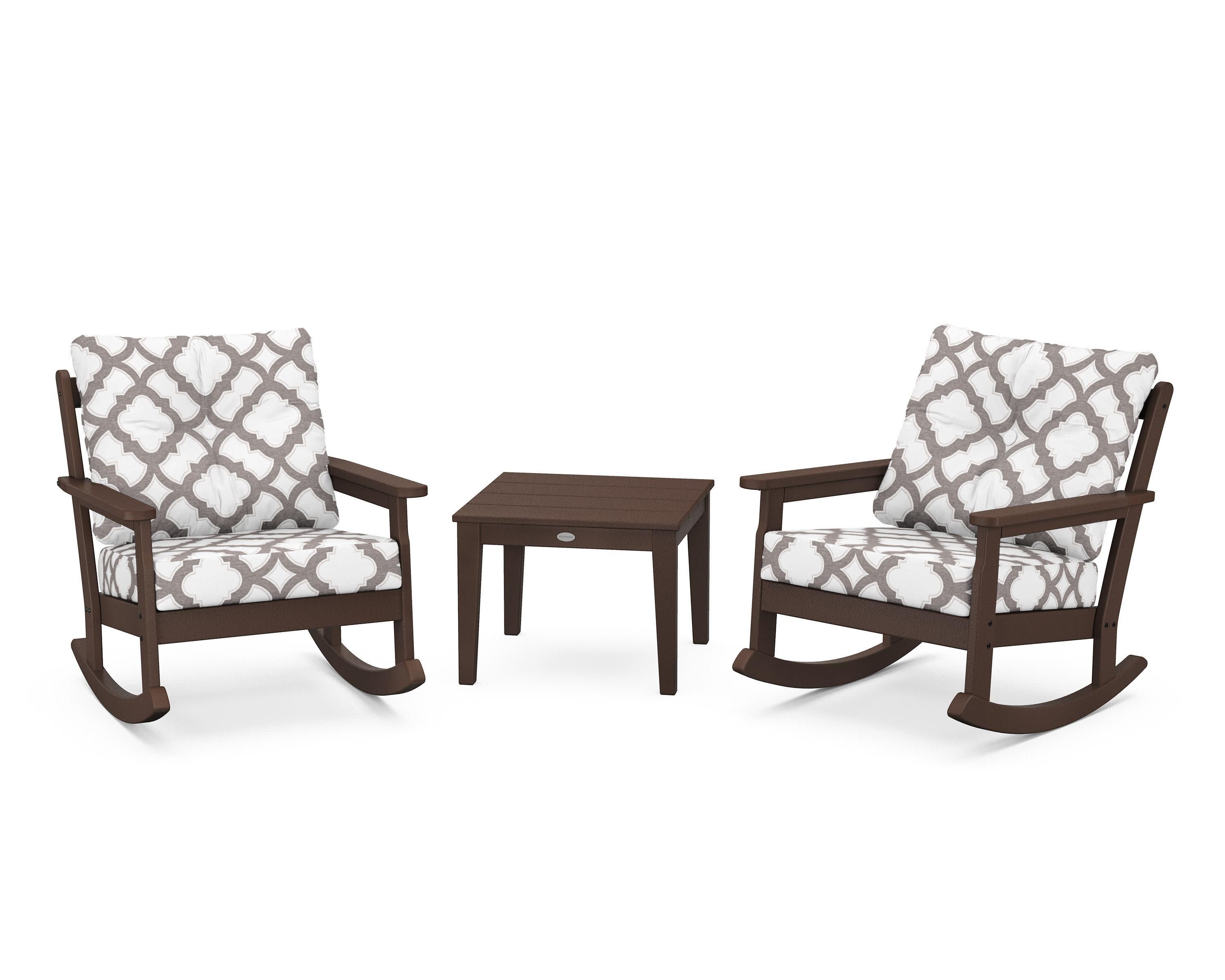 Vineyard 3-Piece Deep Seating Rocker Set in Mahogany / Trellis Grey Mist
