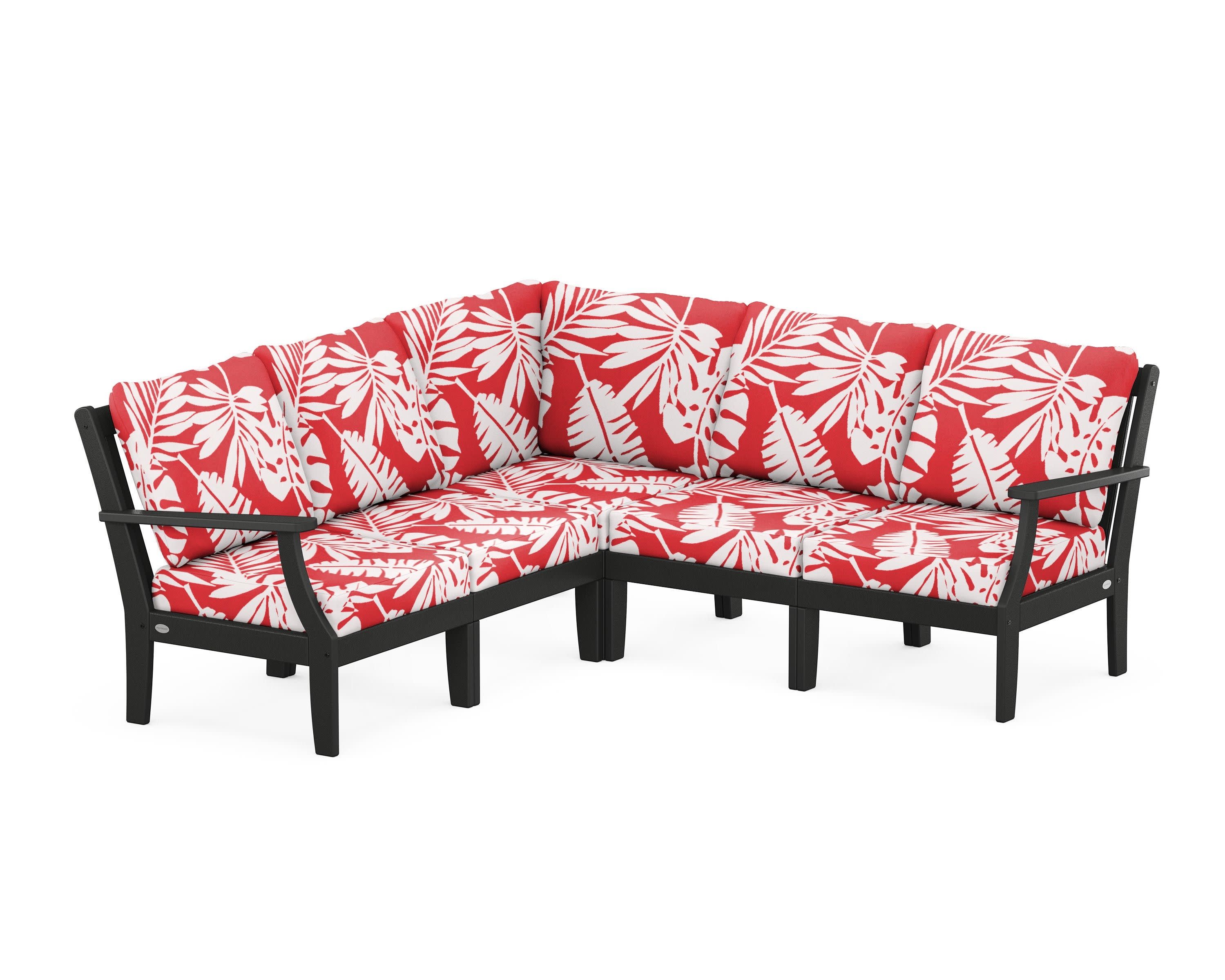 Braxton Modular 5-Piece Deep Seating Set in Black / Leaf Crimson