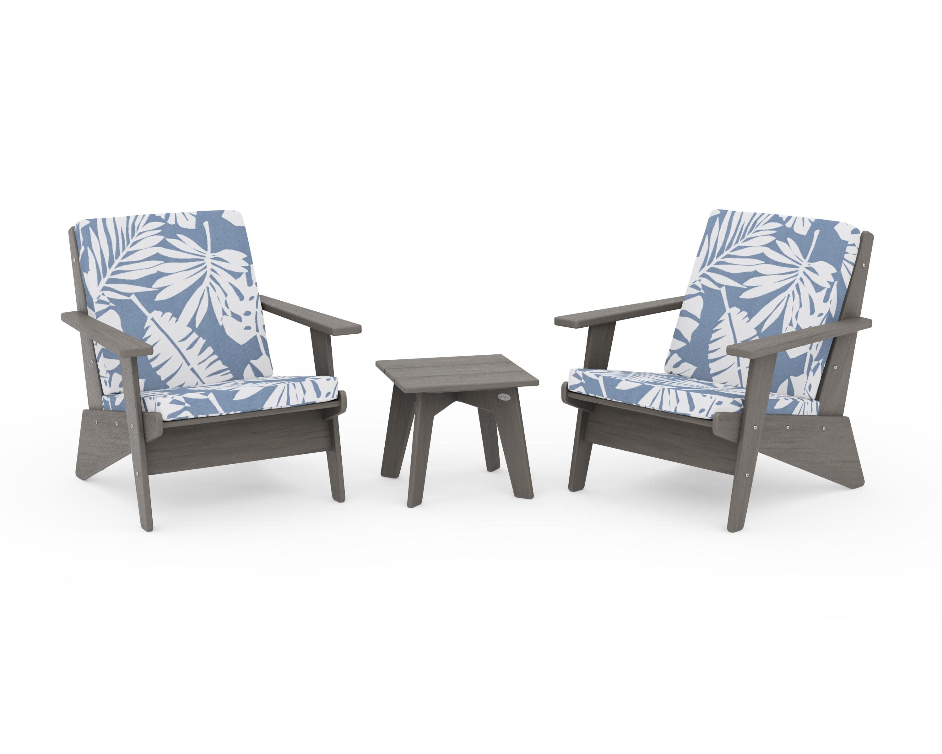 Riviera Modern Lounge 3-Piece Set in Driftwood / Leaf Sky Blue