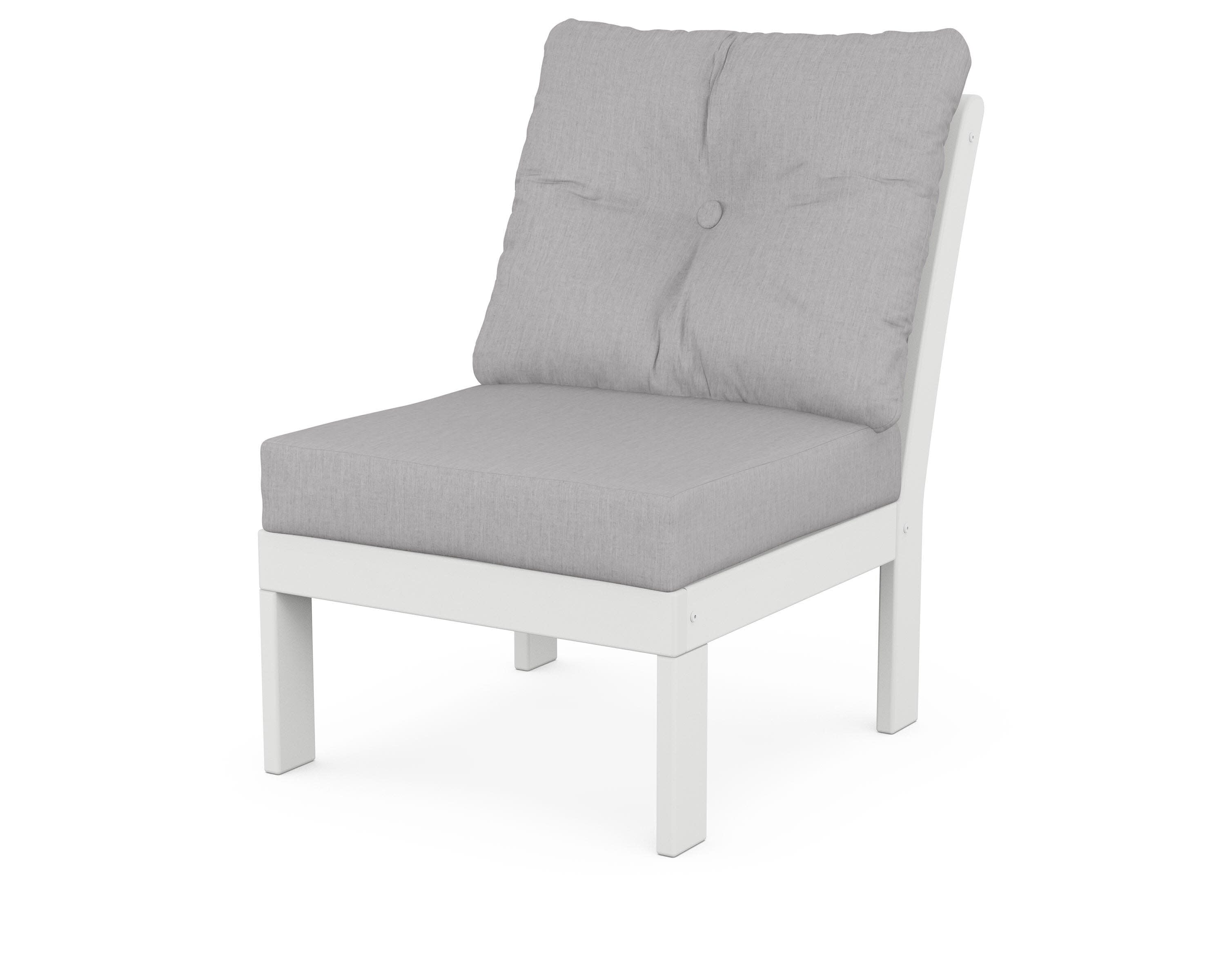 Vineyard Modular Armless Chair in White / Granite