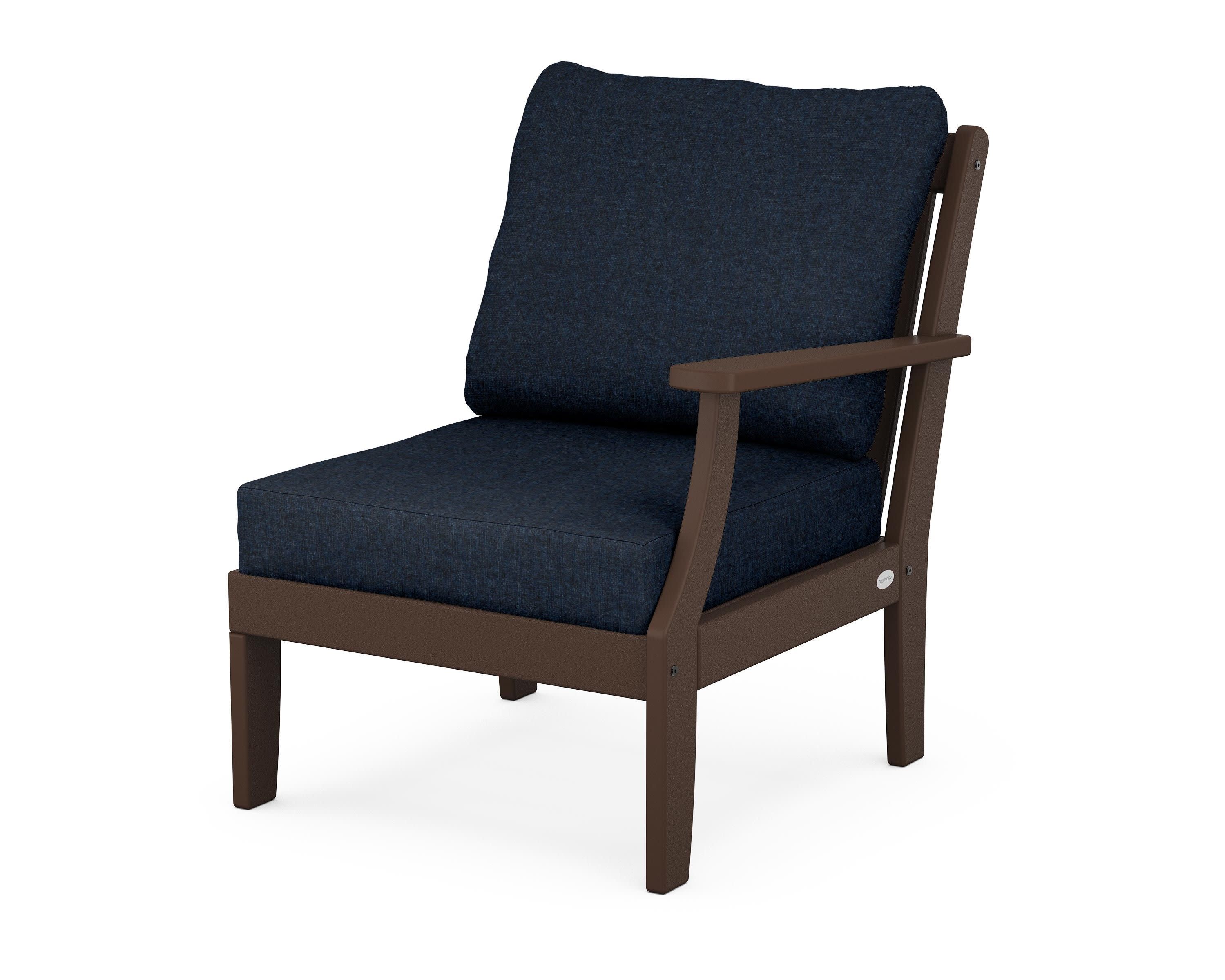 Braxton Modular Right Arm Chair in Mahogany / Marine Indigo