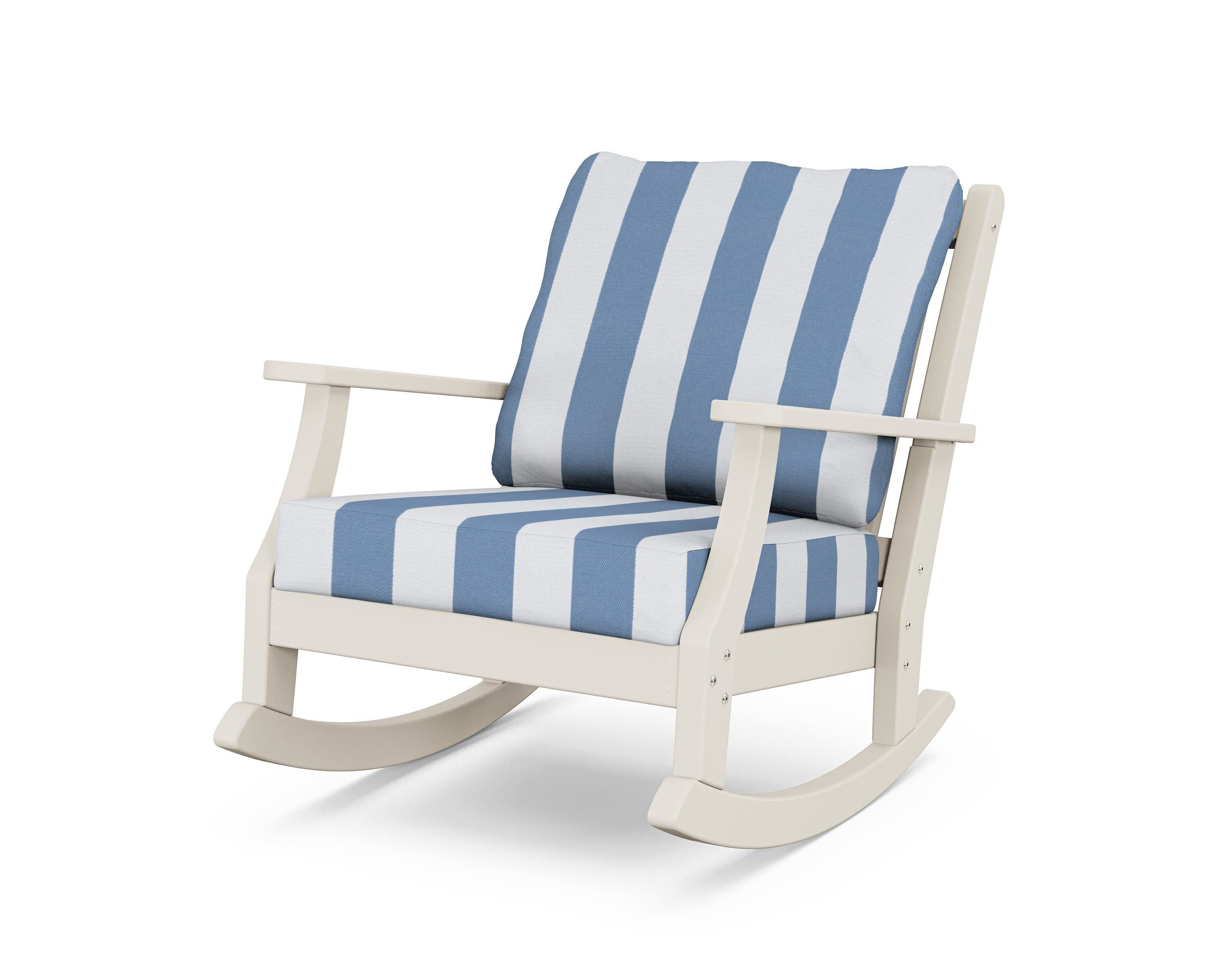 Wovendale Deep Seating Rocking Chair in Sand / Cabana Stripe Sky Blue