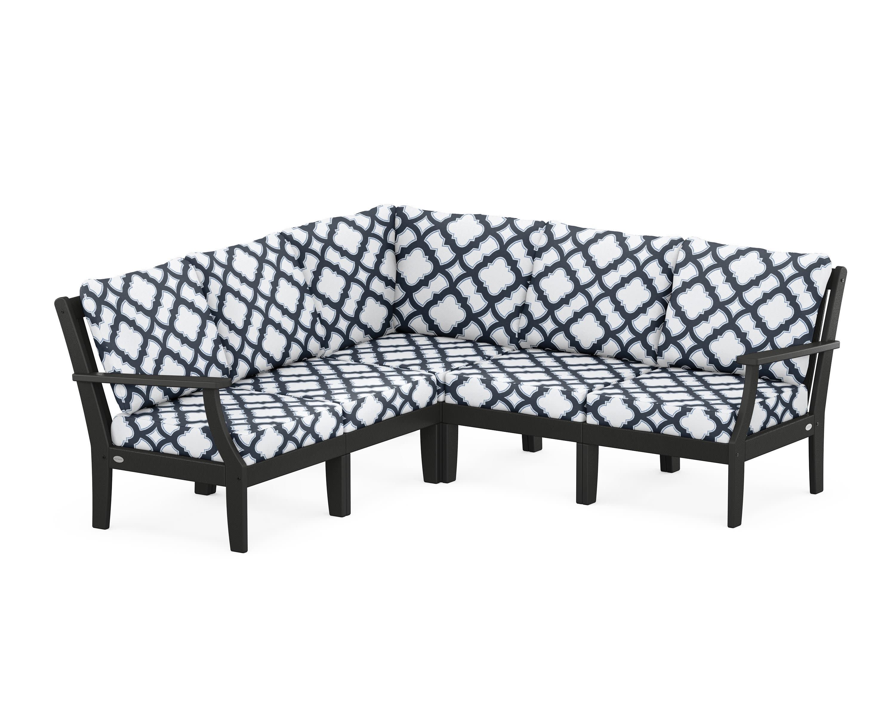 Braxton Modular 5-Piece Deep Seating Set in Black / Trellis Marine Indigo