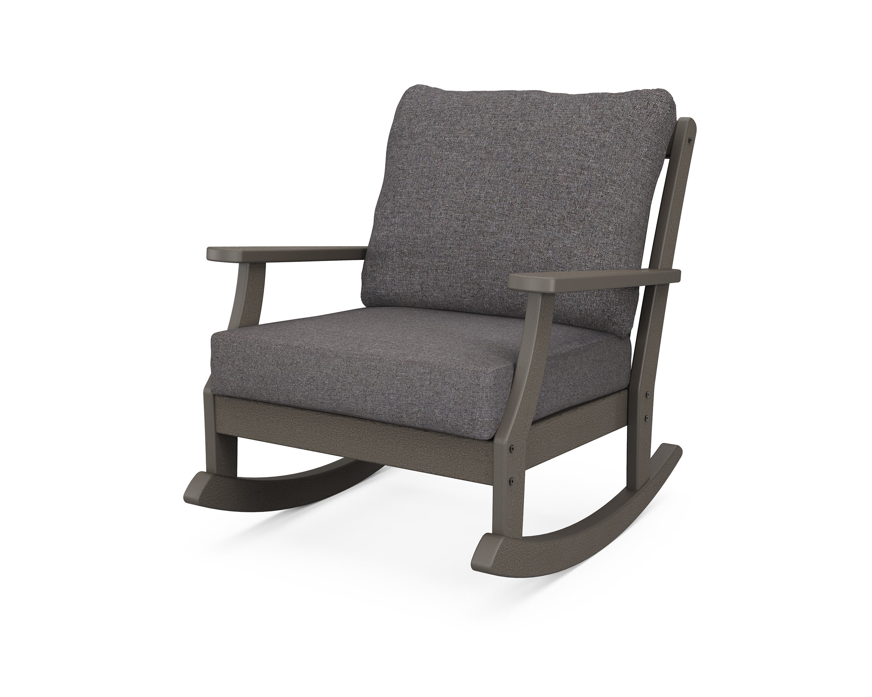 Braxton Deep Seating Rocking Chair in Vintage Coffee / Ash Charcoal