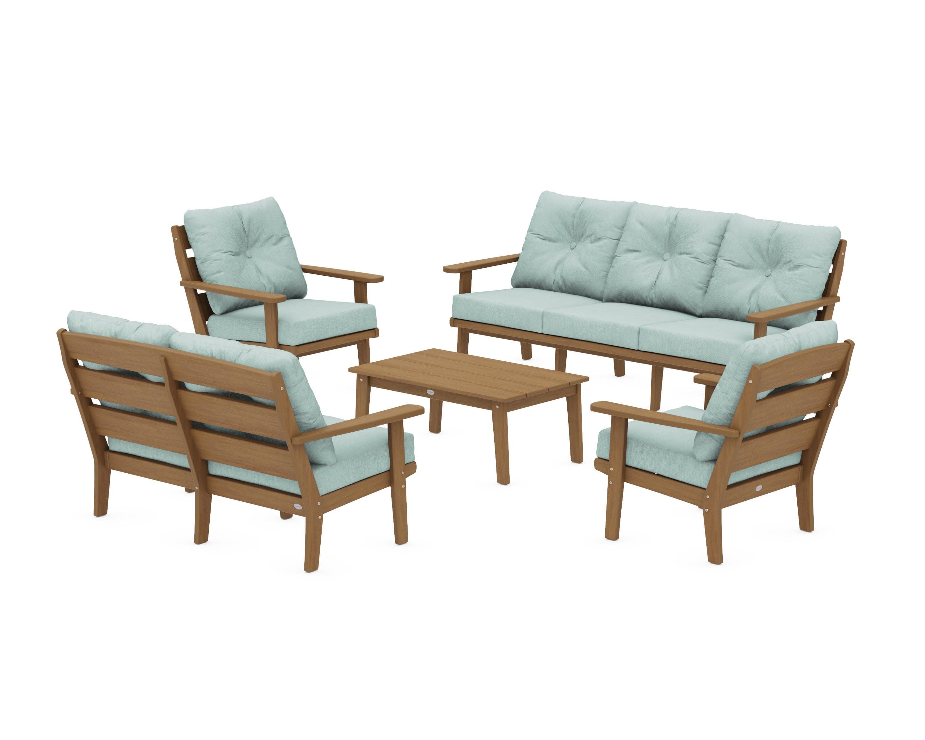 Lakeside 5-Piece Lounge Sofa Set in Natural / Glacier Spa