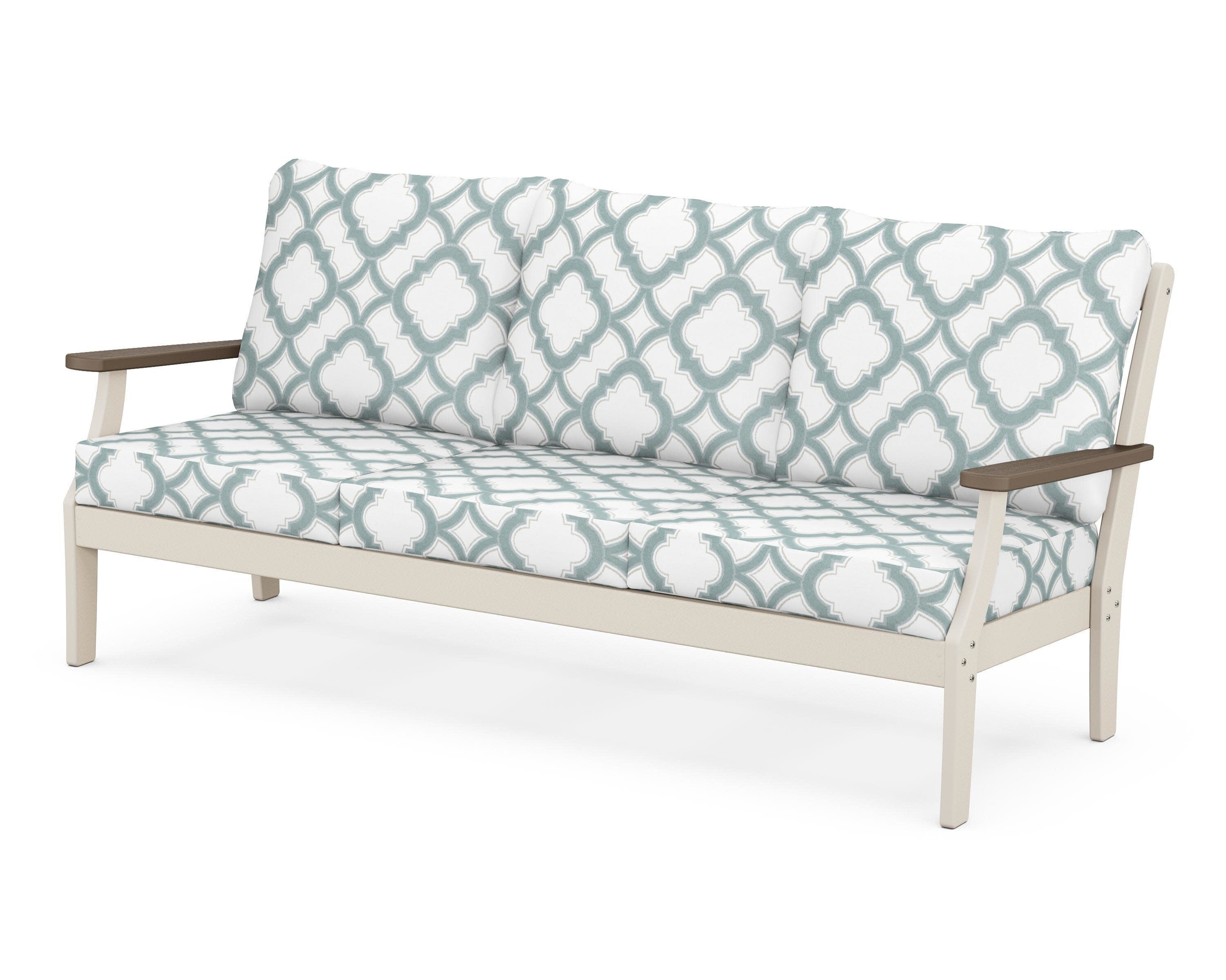 Braxton Deep Seating Sofa in Sand / Kona / Trellis Glacier Spa