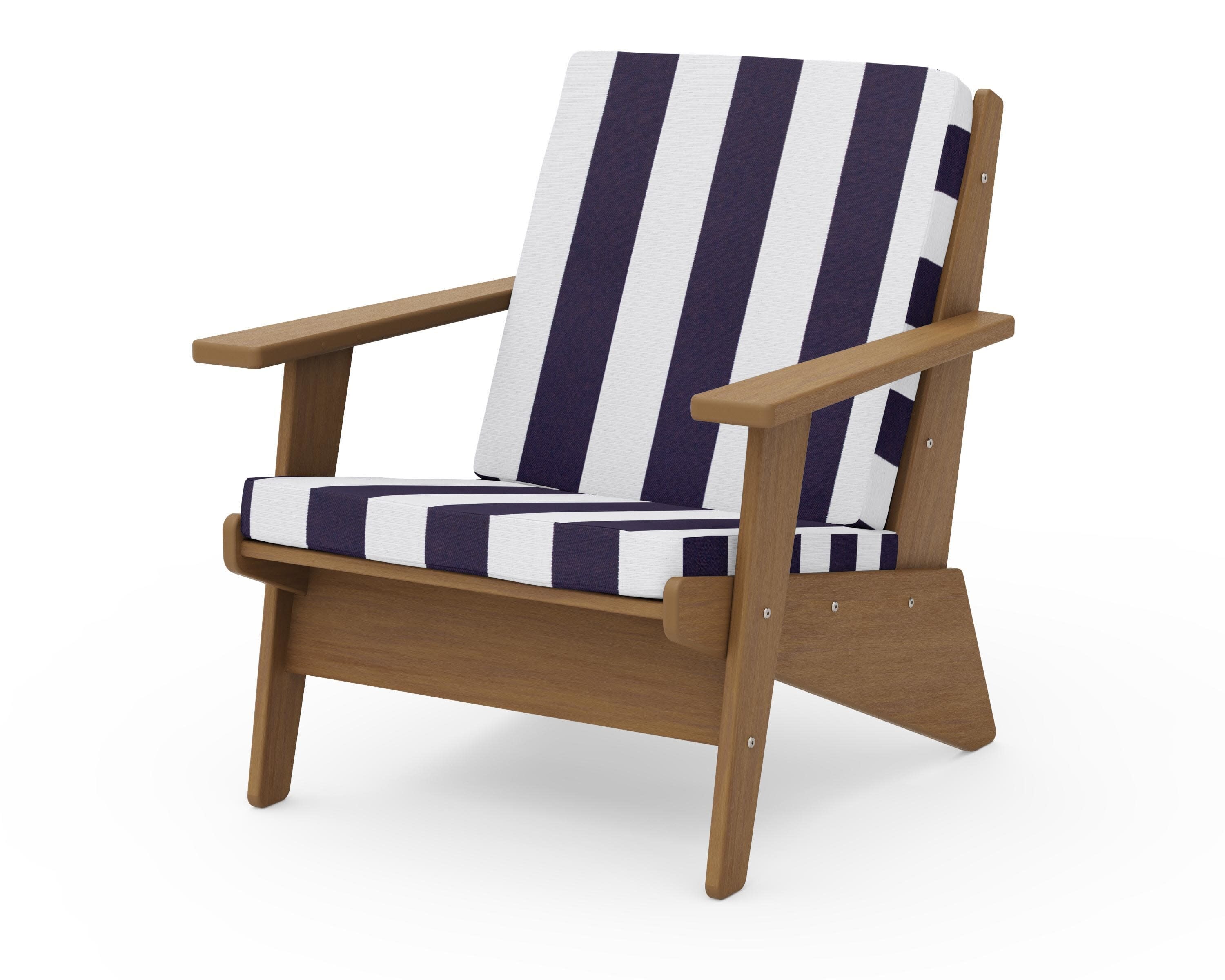 Riviera Modern Lounge Chair in Natural / Cabana Stripe Navy