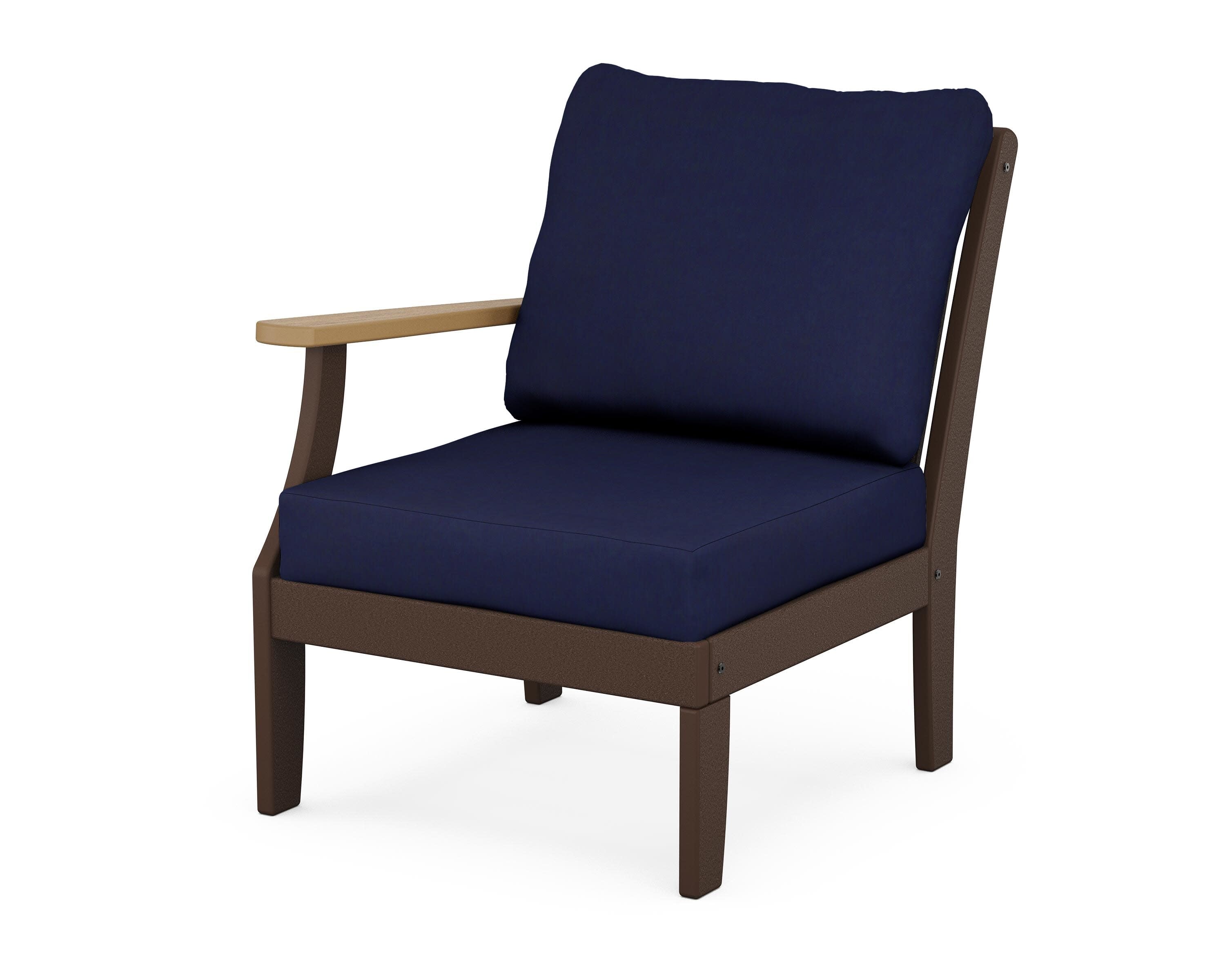 Braxton Modular Left Arm Chair in Mahogany / Natural / Navy