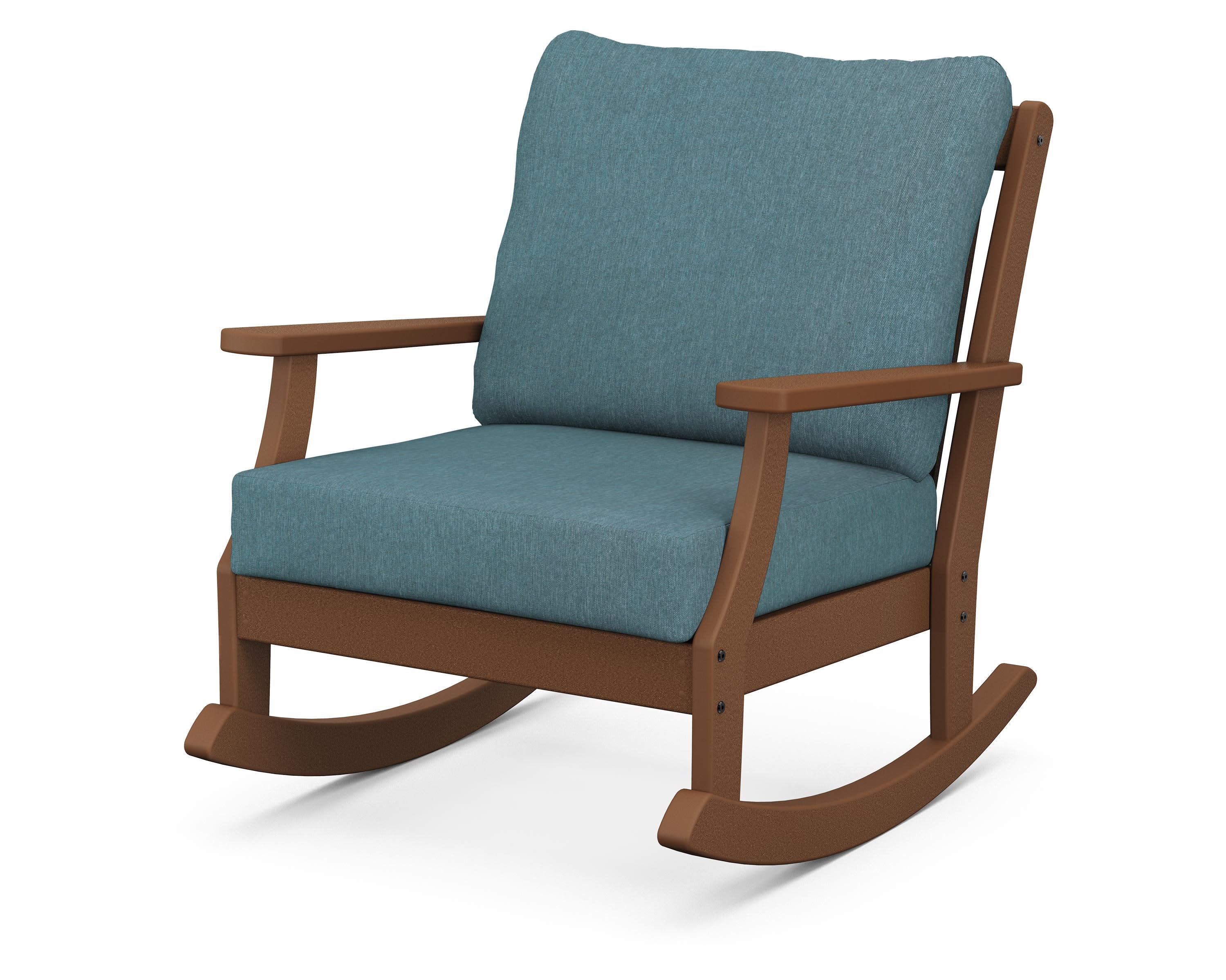 Braxton Deep Seating Rocking Chair in Teak / Ocean Teal
