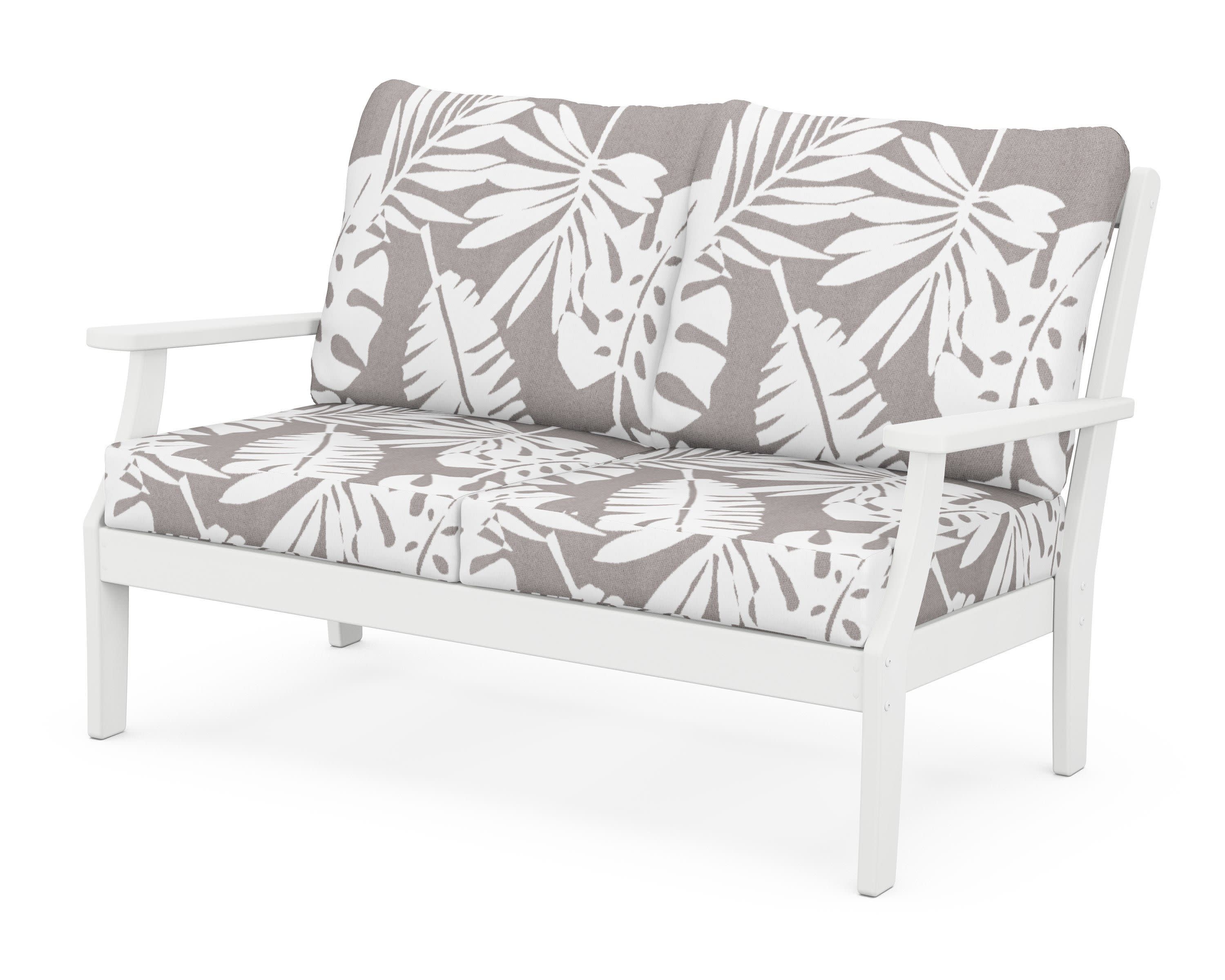 Braxton Deep Seating Loveseat in White / Leaf Grey Mist