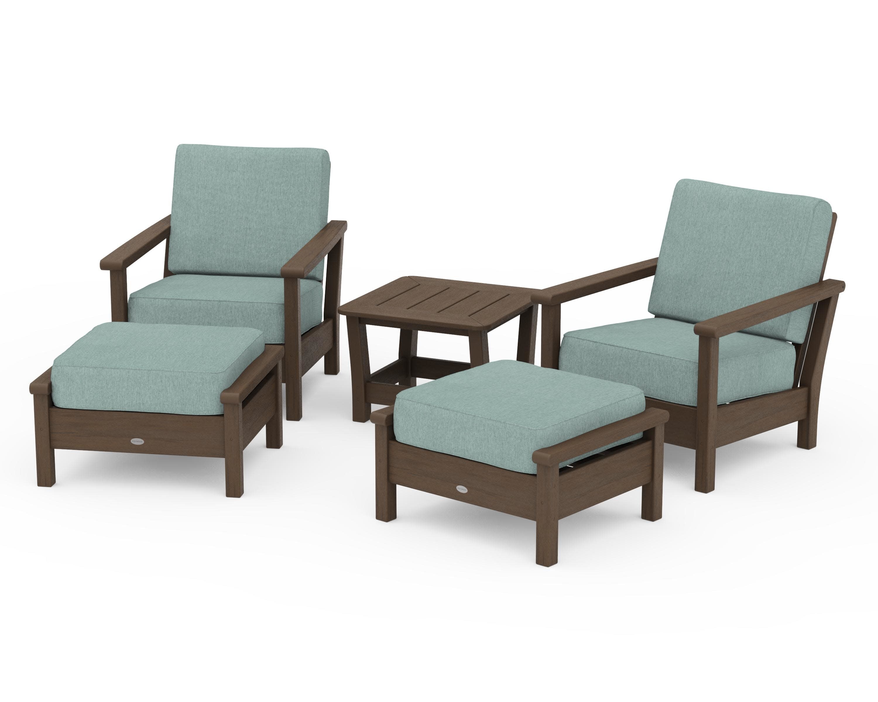 Harbour 5-Piece Deep Seating Chair Set in Kona / Glacier Spa