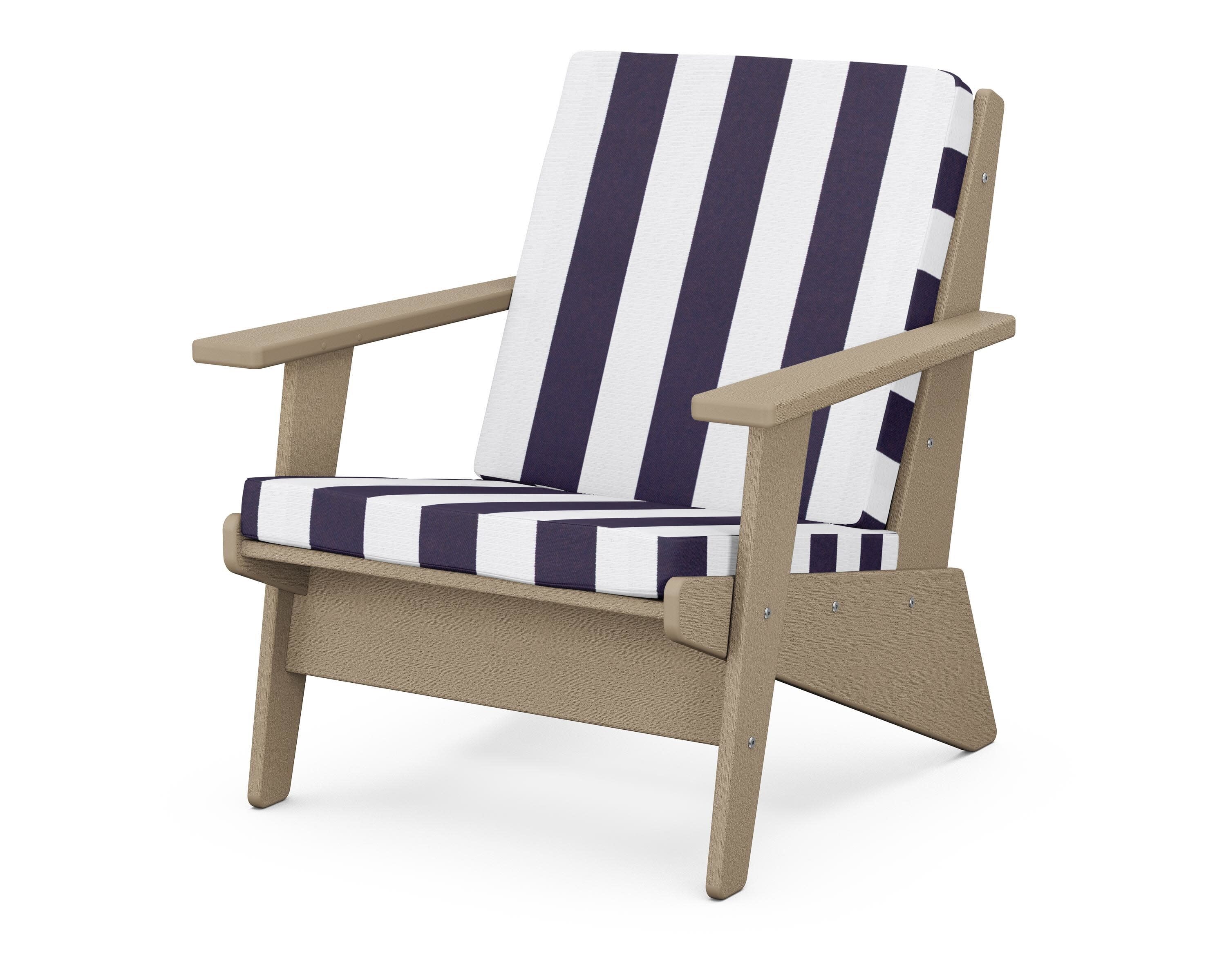 Riviera Modern Lounge Chair in Vintage Sahara / Cabana Stripe Navy