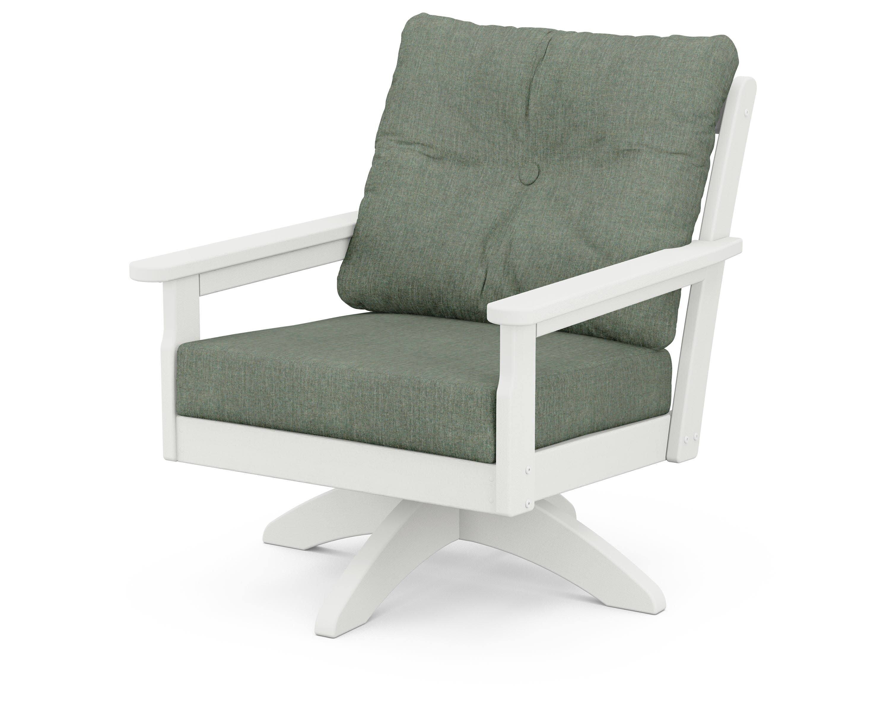 Vineyard Deep Seating Swivel Chair in Vintage White / Cast Sage