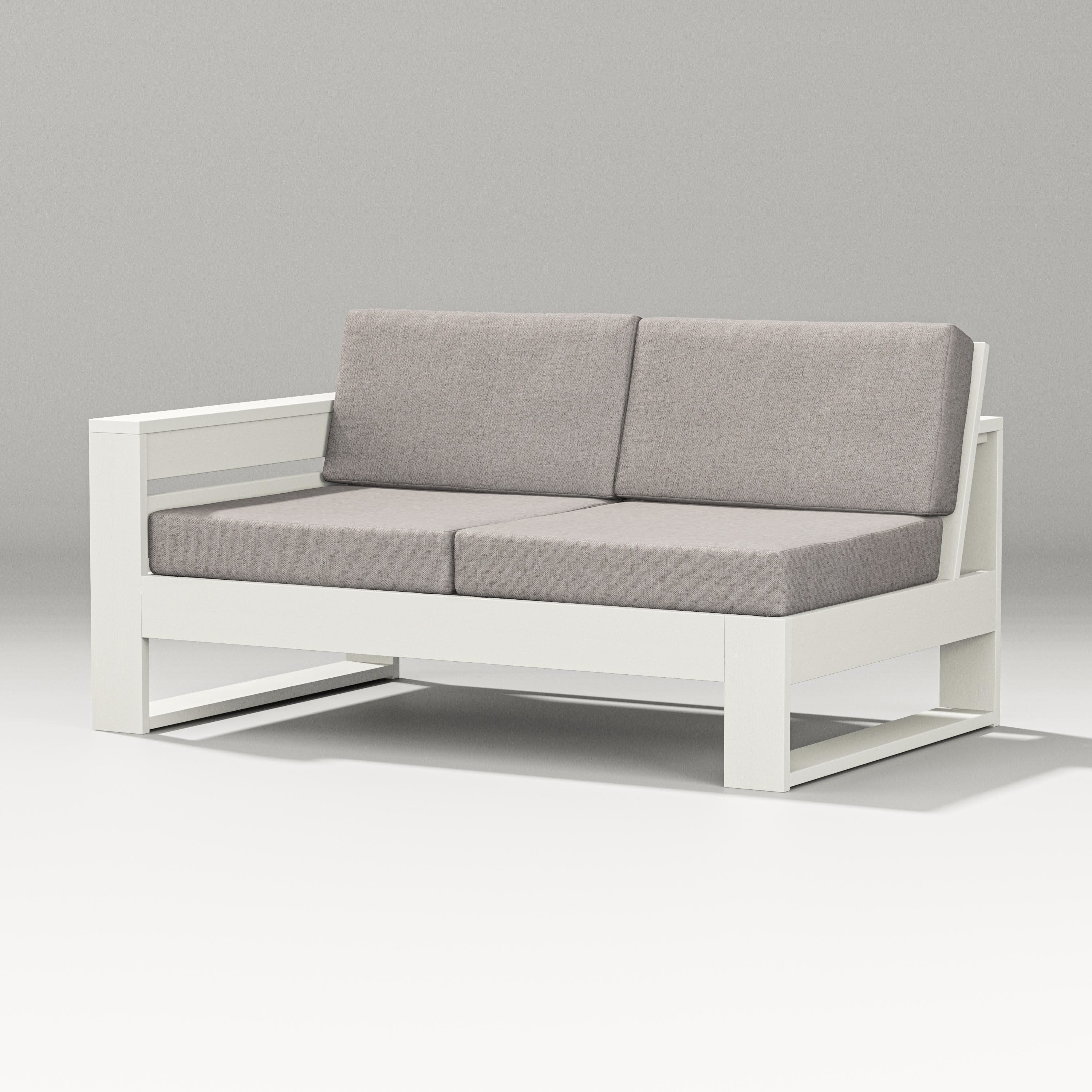 Latitude Modular Left Arm Loveseat in Vintage White / Weathered Tweed