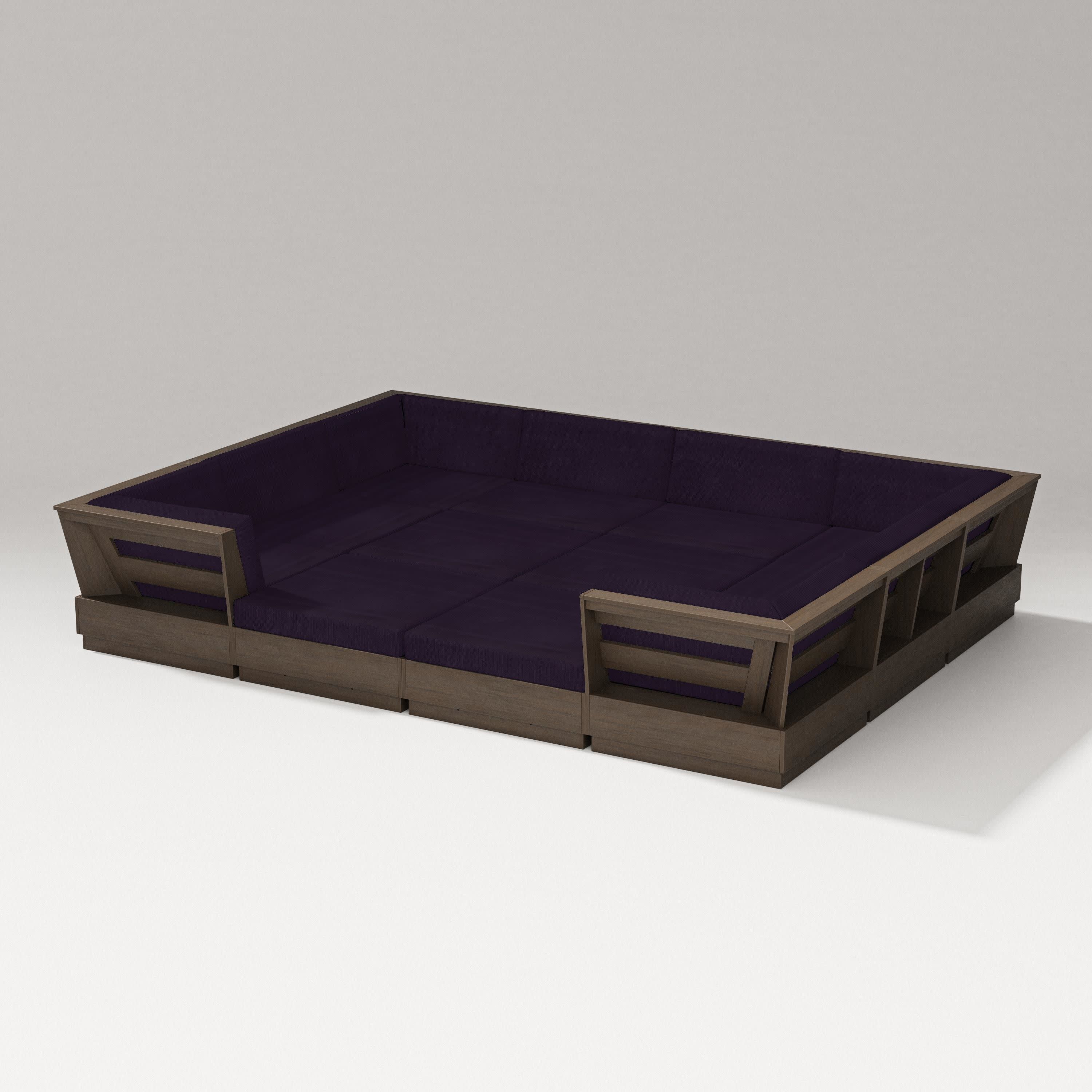 Elevate 12-Piece Pit Sectional in Kona / Navy Linen