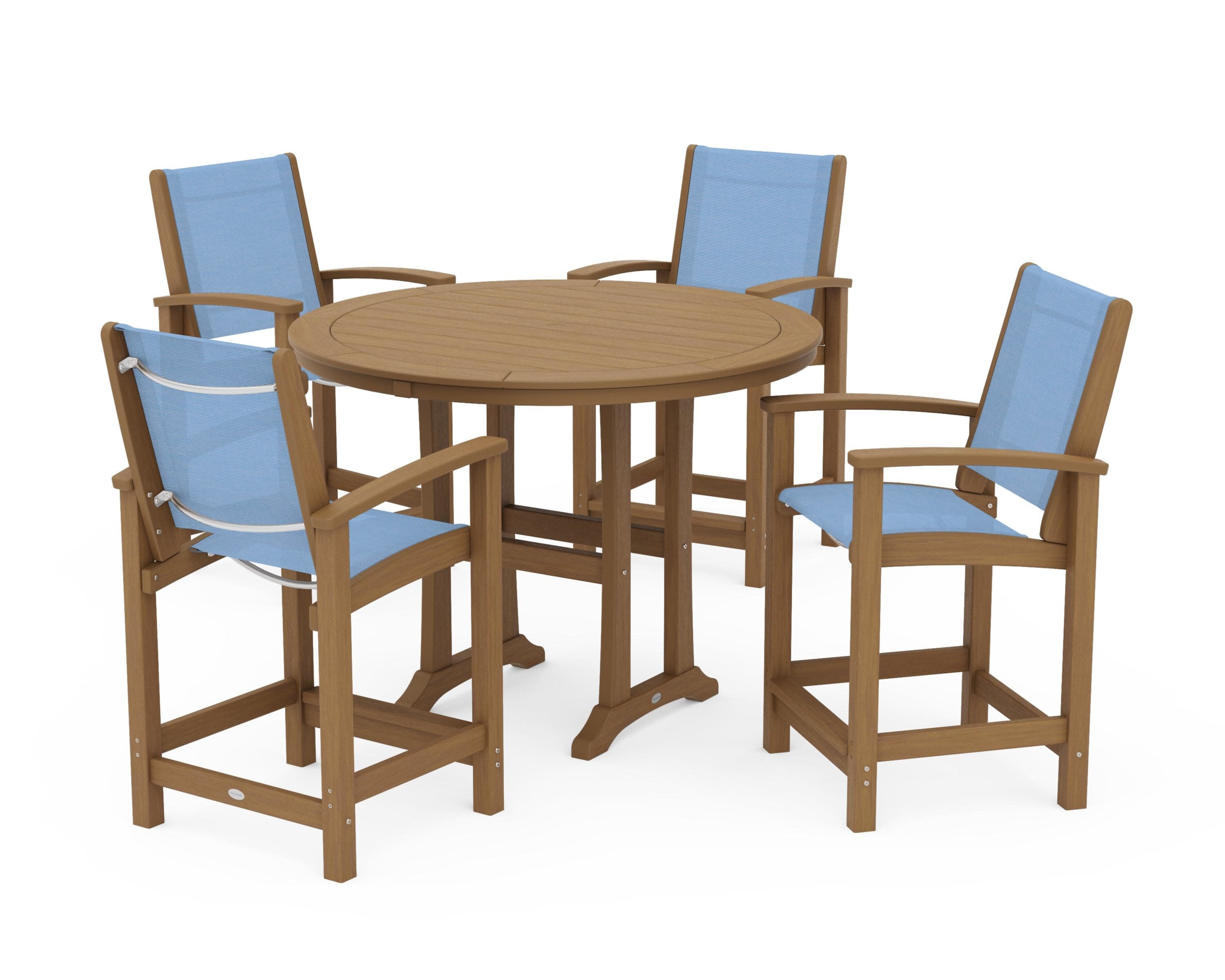 Coastal 5-Piece Counter Set in Natural / Poolside Sling