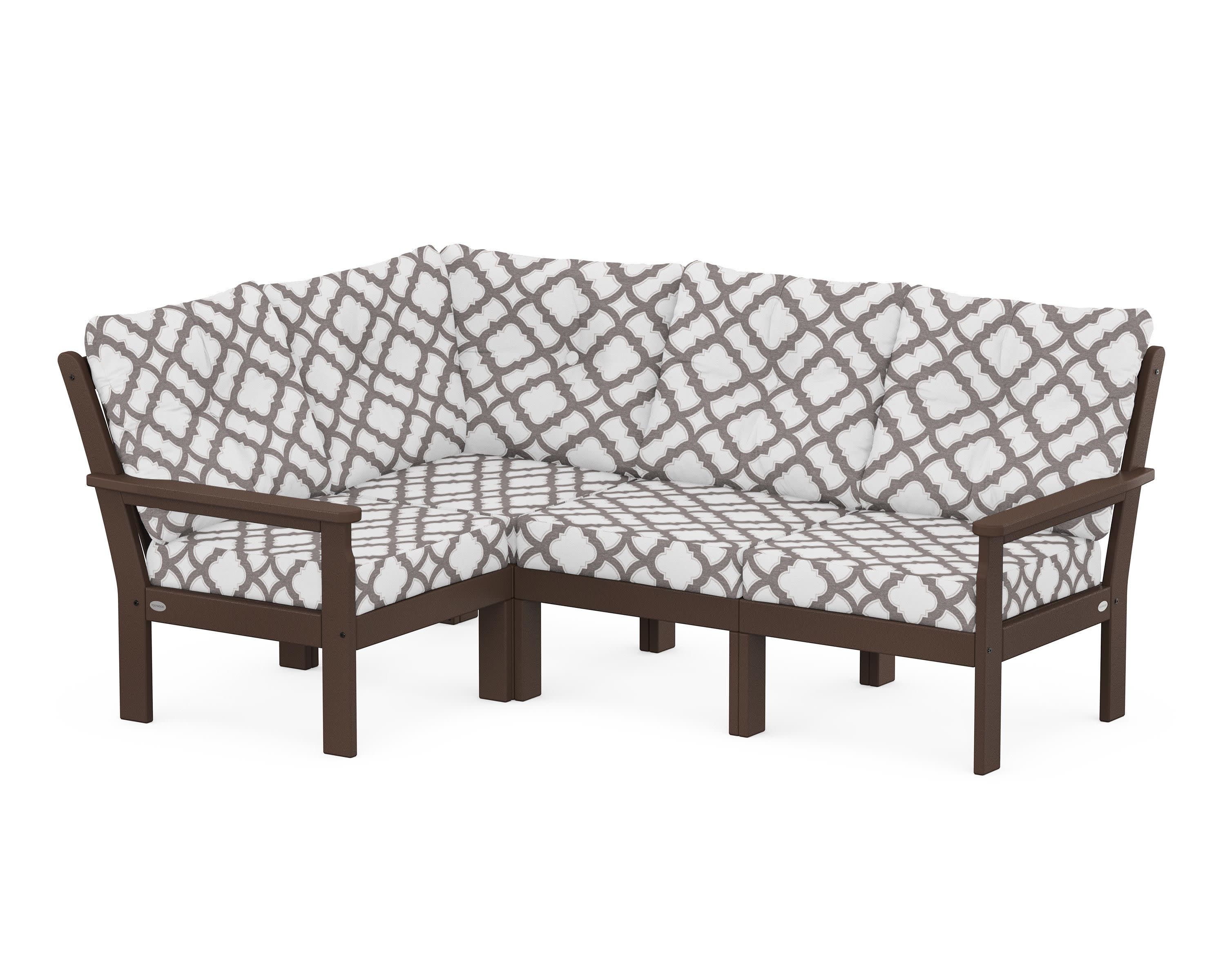 Vineyard 4-Piece Sectional in Mahogany / Trellis Grey Mist