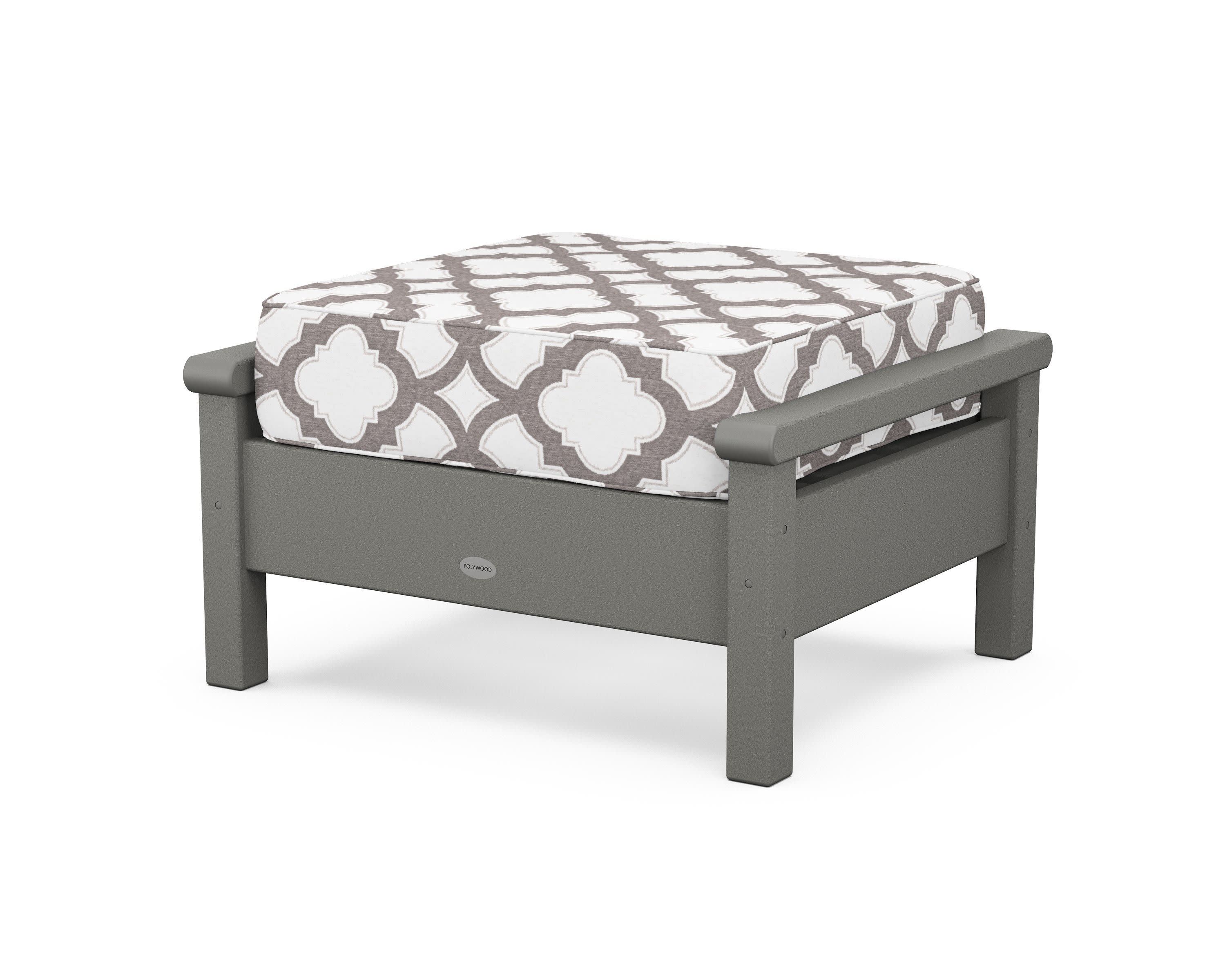 Harbour Deep Seating Ottoman in Slate Grey / Trellis Grey Mist