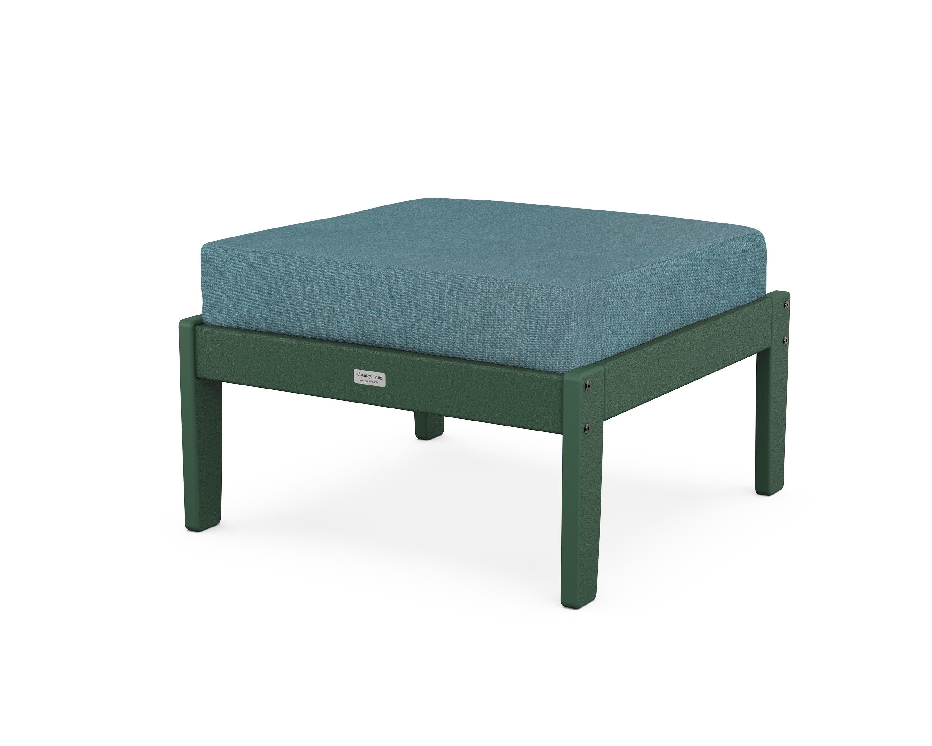 Cottage Deep Seating Ottoman in Green / Ocean Teal