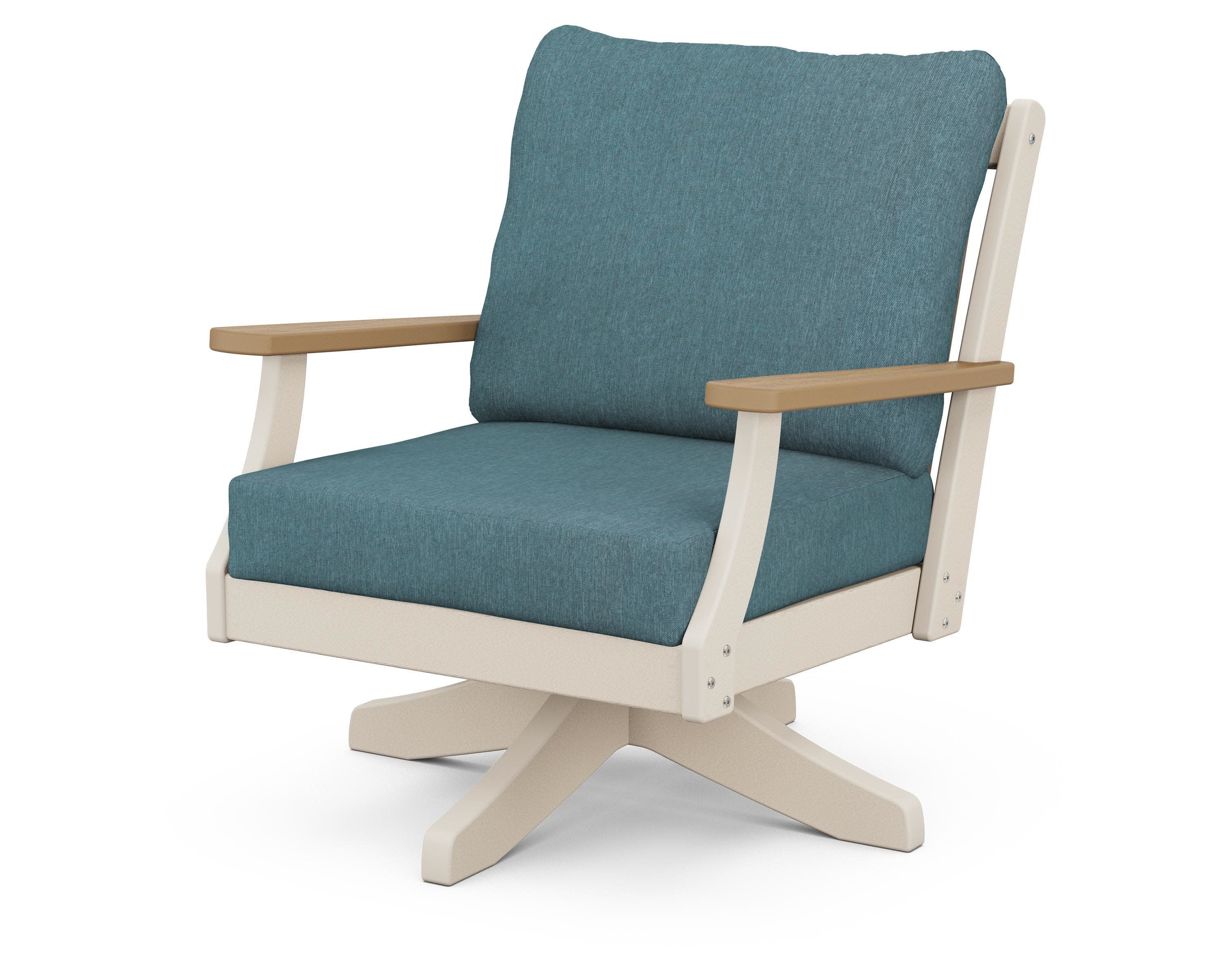 Braxton Deep Seating Swivel Chair in Sand / Natural / Ocean Teal