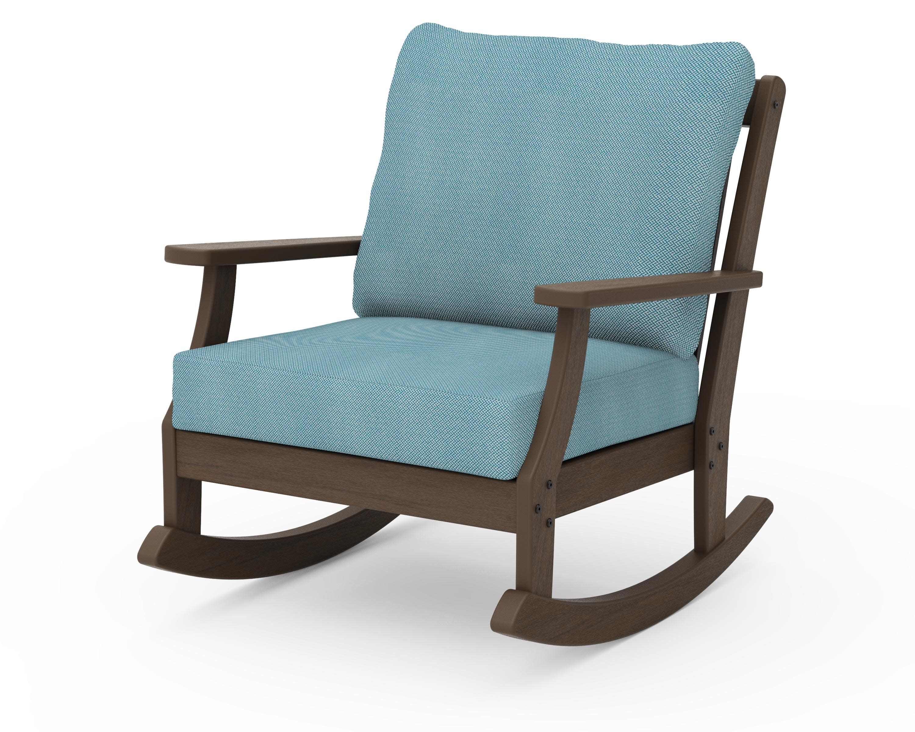 Braxton Deep Seating Rocking Chair in Kona / Lattice Sky Blue