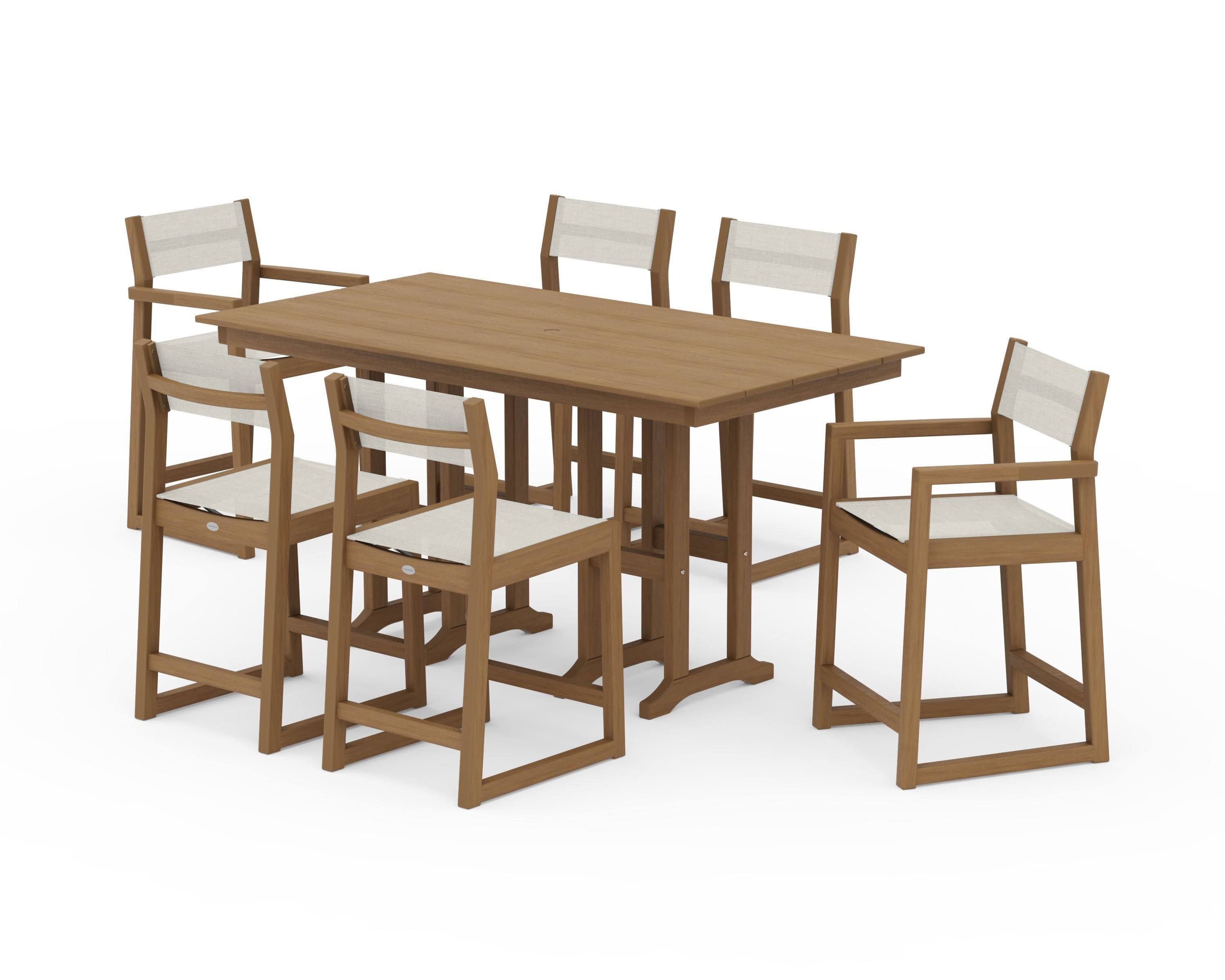 EDGE Sling 7-Piece Farmhouse Counter Set in Natural / Parchment Sling