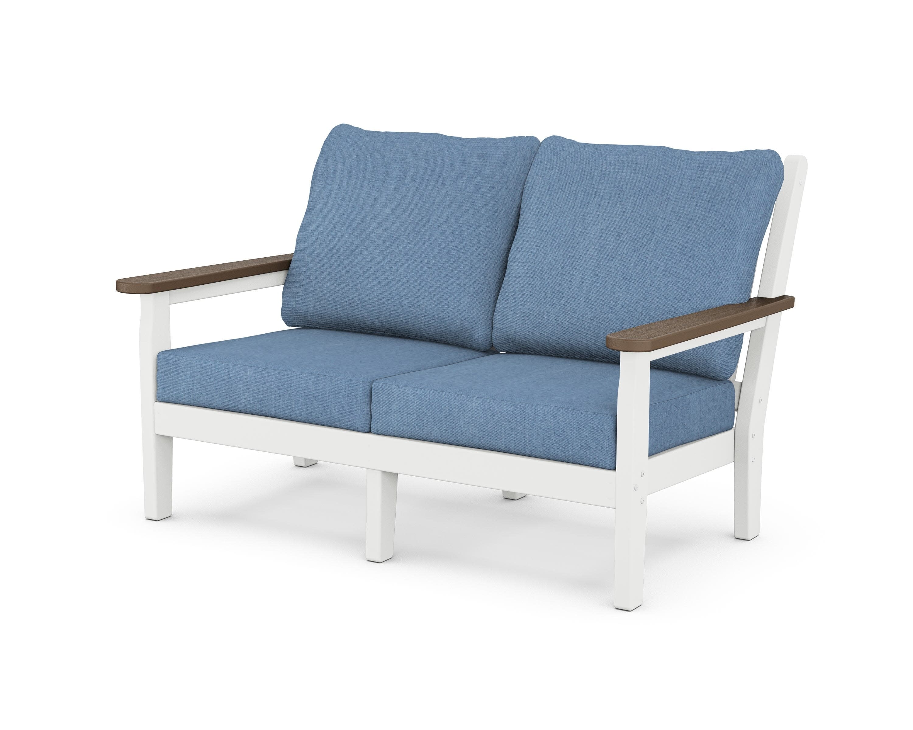 Chippendale Deep Seating Loveseat in White / Kona / Sky Blue